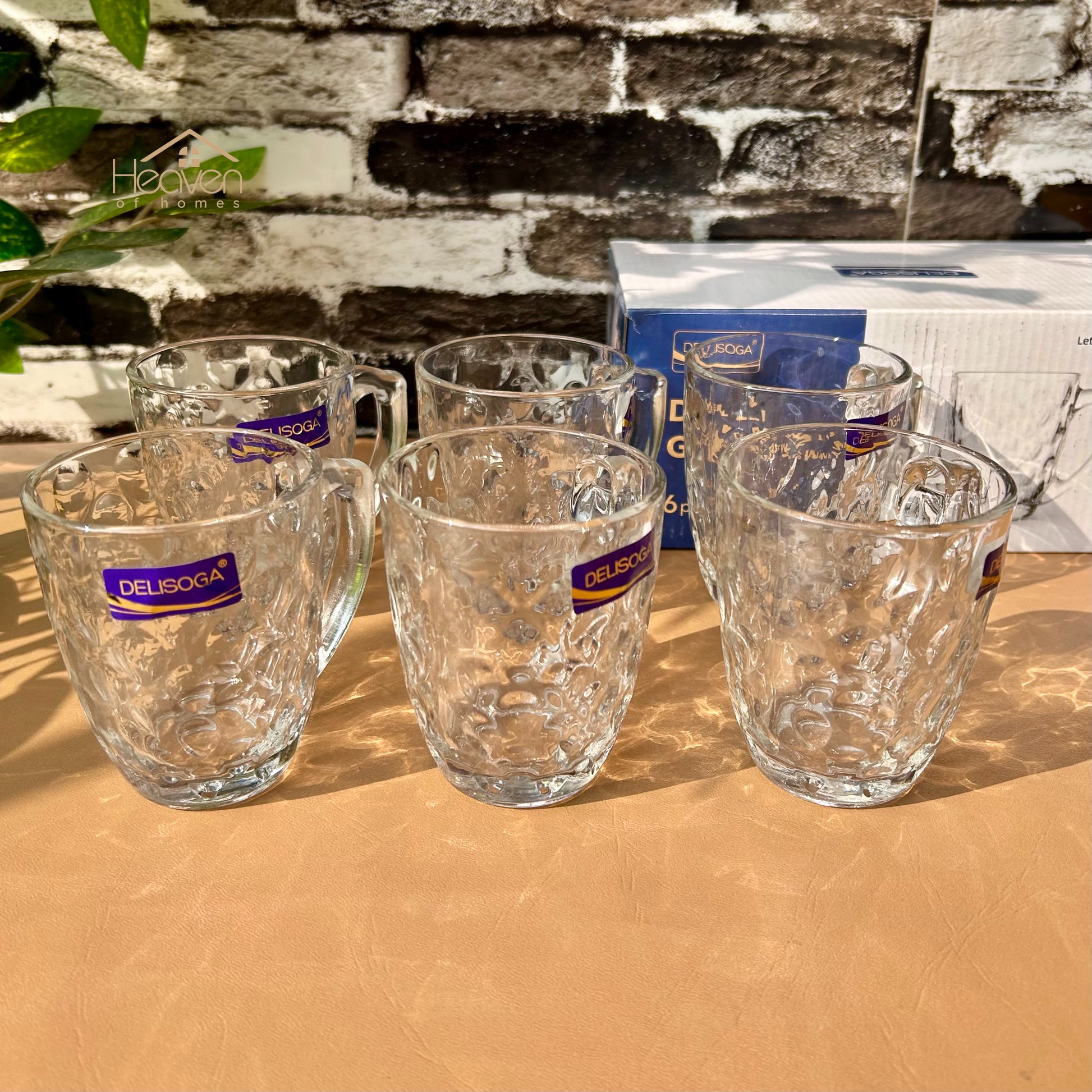 Delisoga® Set of 6 Clear Glass Coffee & Tea Mugs – 250 ml Elegant Green Tea Mugs - Heaven of homes - Sale Pakistan