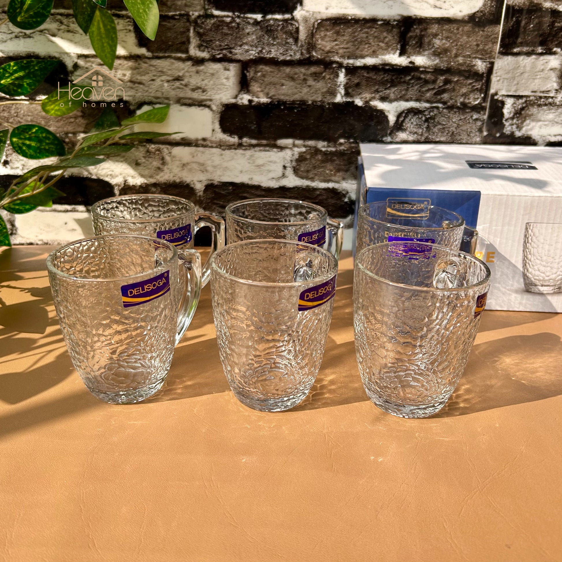 Delisoga® Set of 6 Clear Glass Coffee & Tea Mugs – 250 ml Elegant Green Tea Mugs - Heaven of homes - Sale Pakistan