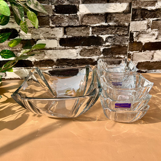 Delisoga® 7-Piece Clear Glass Premium Glass Fruit Serving Set – Elegant Glassware Collection - Heaven of homes - Sale Pakistan