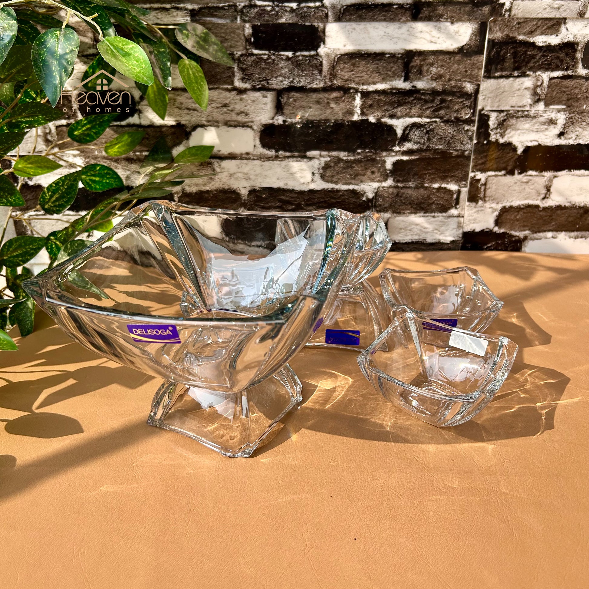 Delisoga® 7-Piece Clear Glass Premium Glass Fruit Serving Set – Elegant Glassware Collection - Heaven of homes - Sale Pakistan