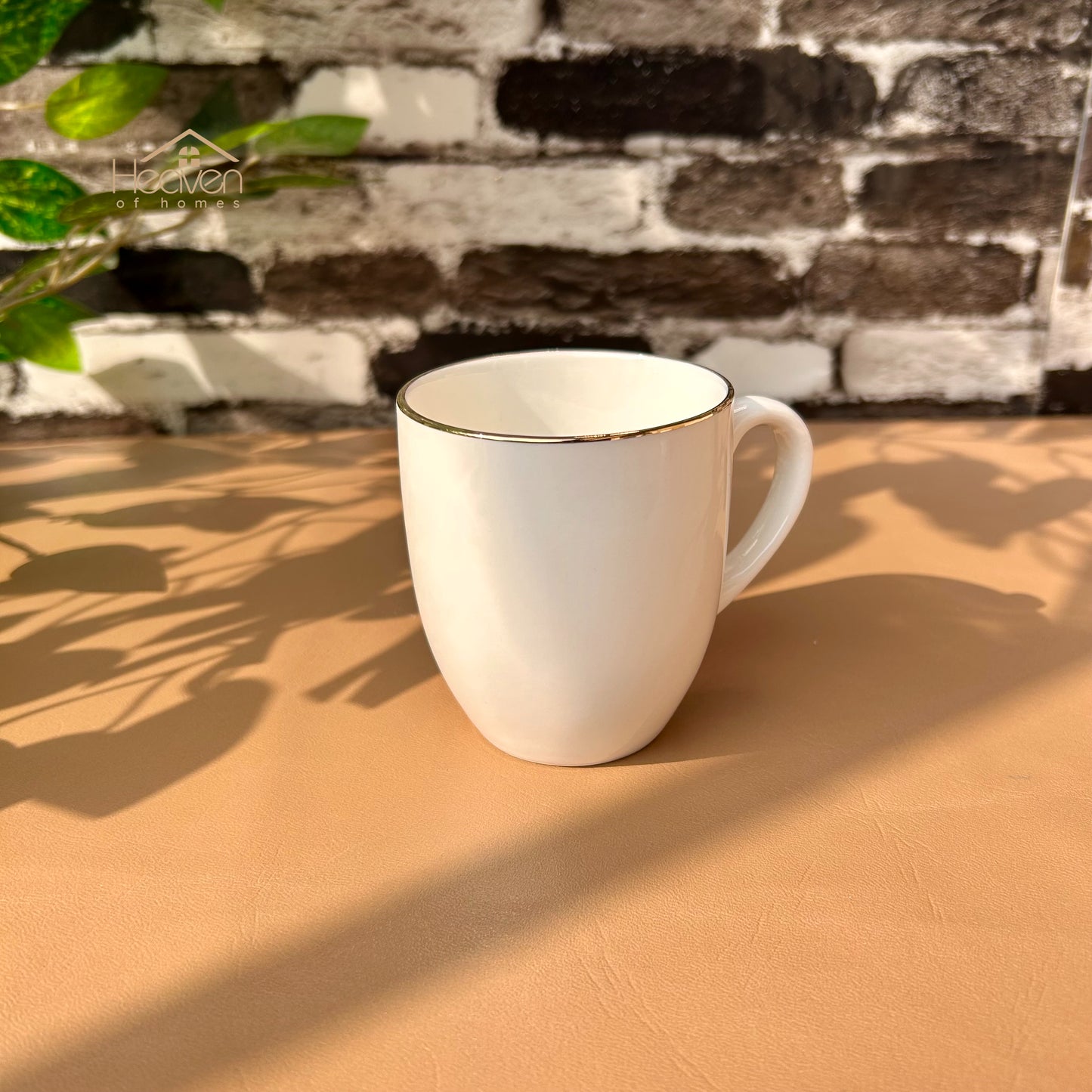 Heaven Set of 6 Weightless White Bone China Mugs with Golden Rim– Elegant & Durable 205 ML - Heaven of homes - Sale Pakistan