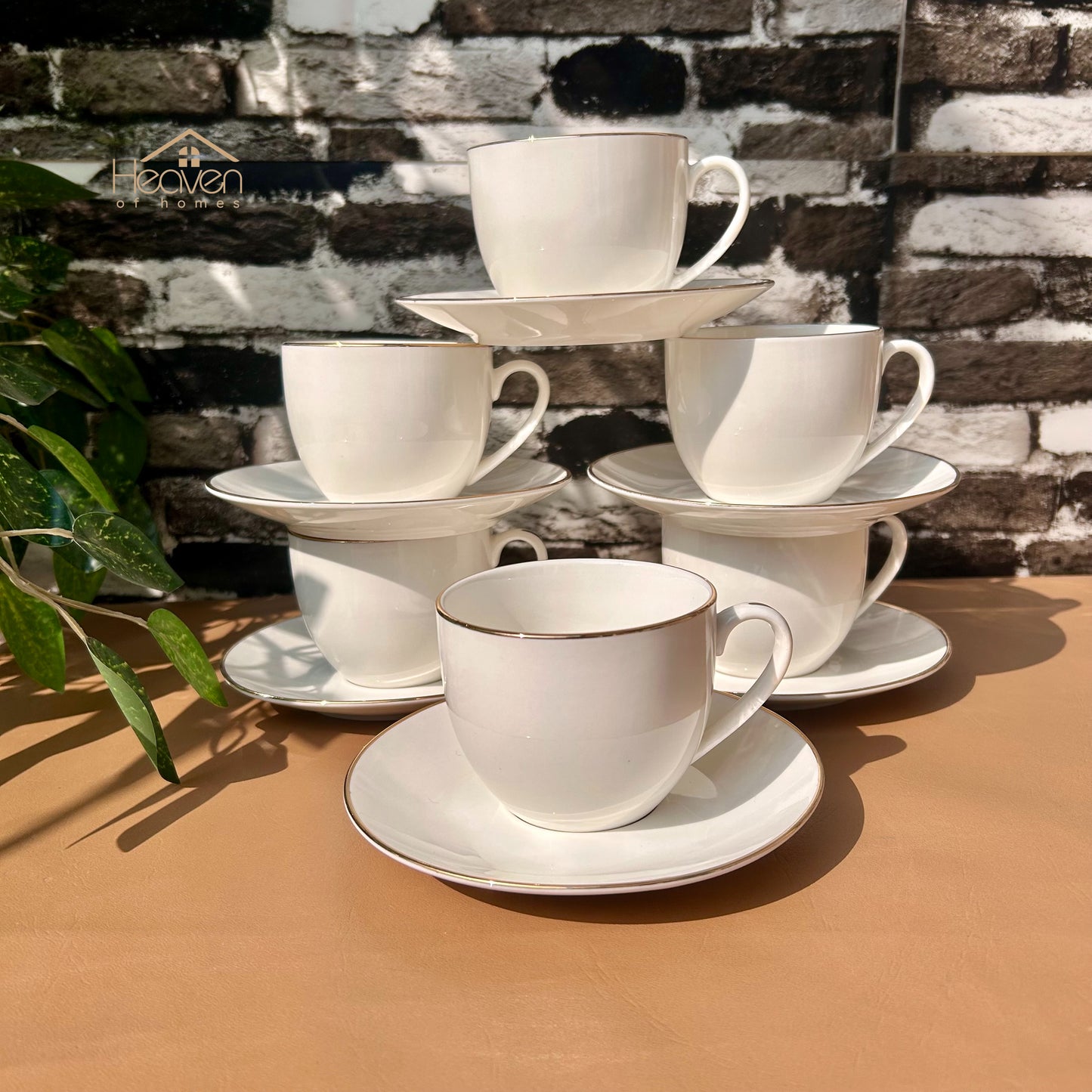 Bone China Cup and Saucer Set – Weightless Perfection with Golden Rim - Heaven of homes - Sale Pakistan