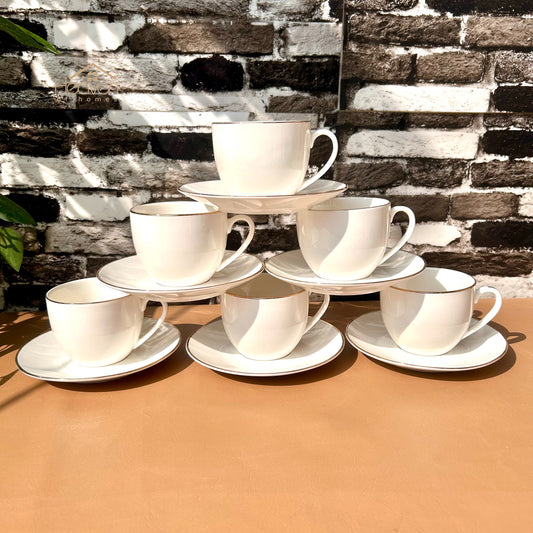 Bone China Cup and Saucer Set – Weightless Perfection with Golden Rim - Heaven of homes - Sale Pakistan