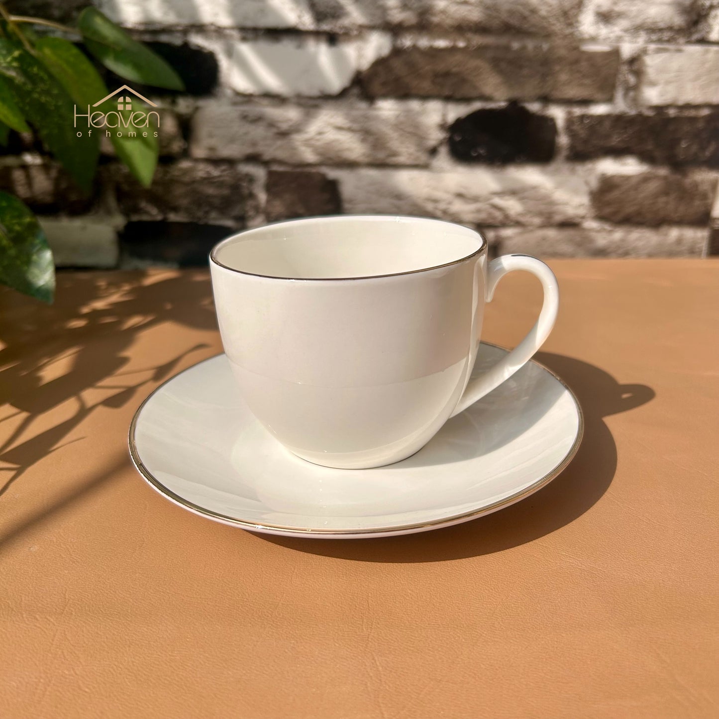 Bone China Cup and Saucer Set – Weightless Perfection with Golden Rim - Heaven of homes - Sale Pakistan