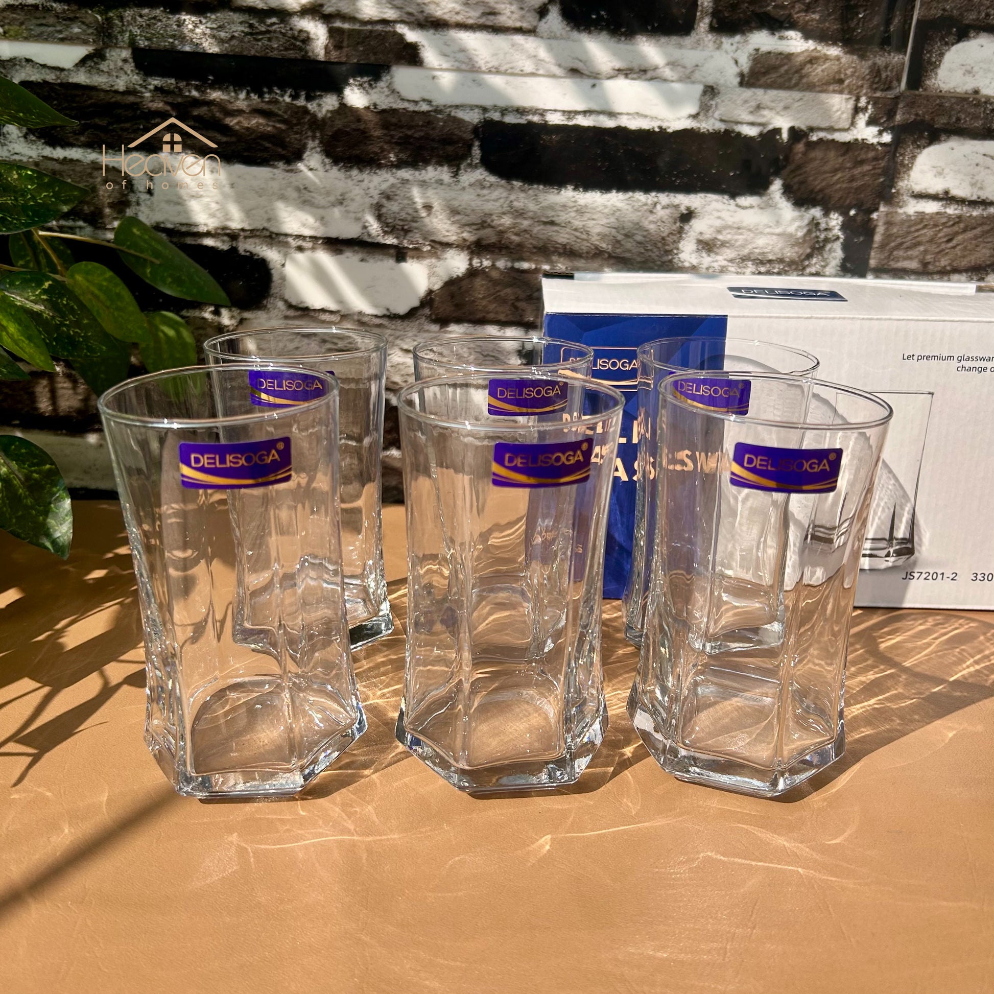 Delisoga® 330 ml Transparent Crystal Clear Drinking Glasses Set of 6 - Heaven of homes - Sale Pakistan