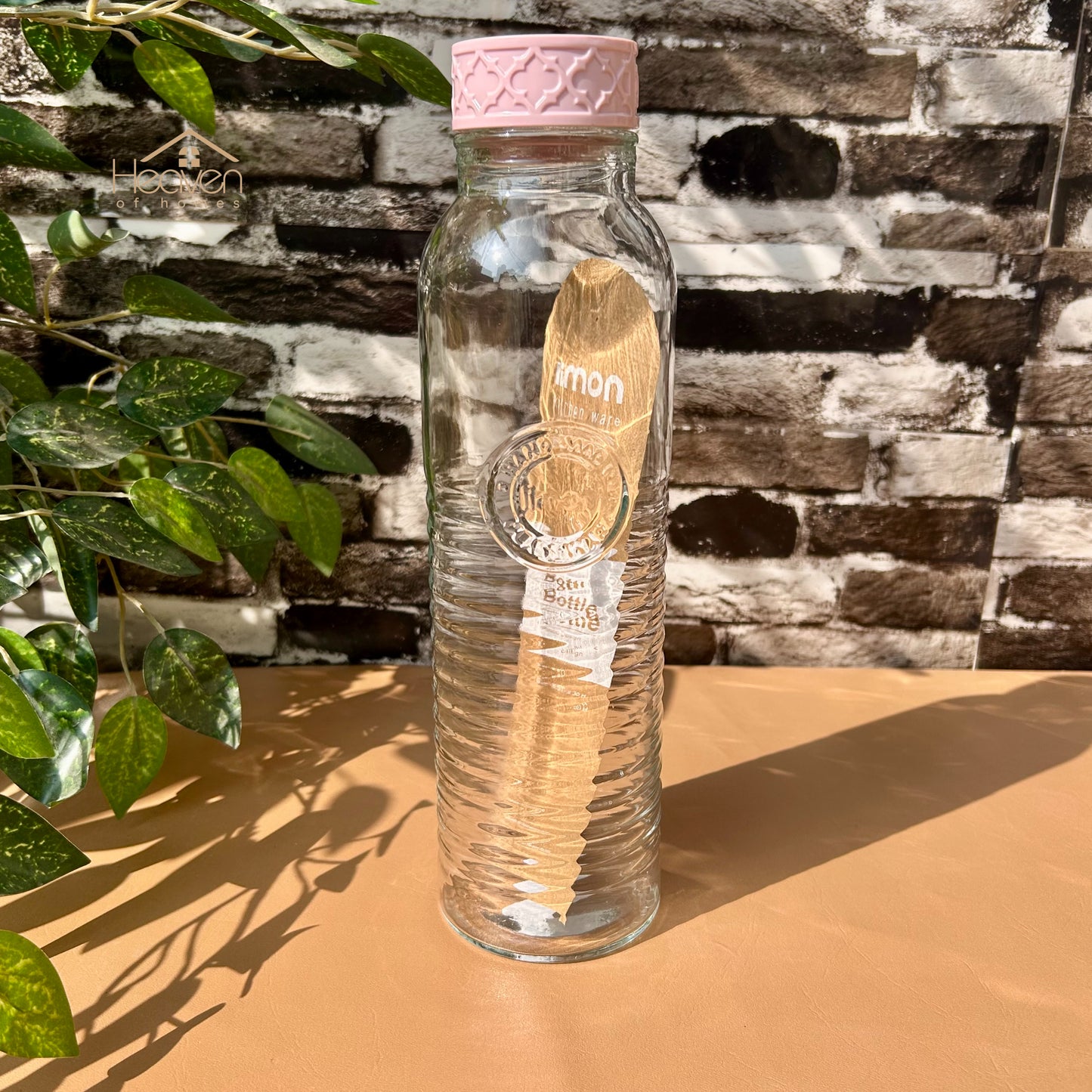 Limon Glass Bottle with Lid Imported Glass Water Bottles For Office and Homes 1 Liter - Heaven of homes - Sale Pakistan