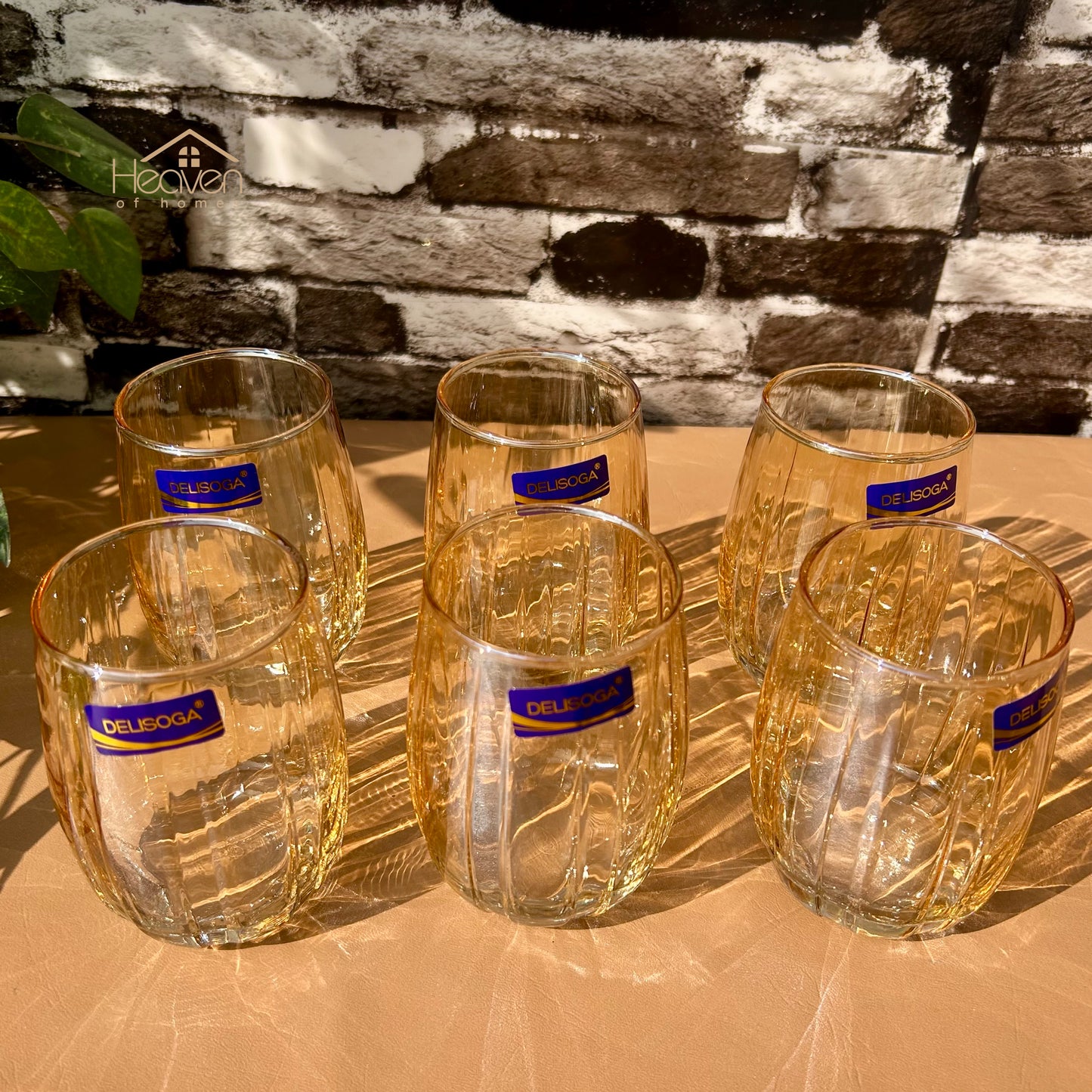 Delisoga® Set of 6 380 ml Transparent Elegance Drinking Glasses Gold Edition - Heaven of homes - Sale Pakistan