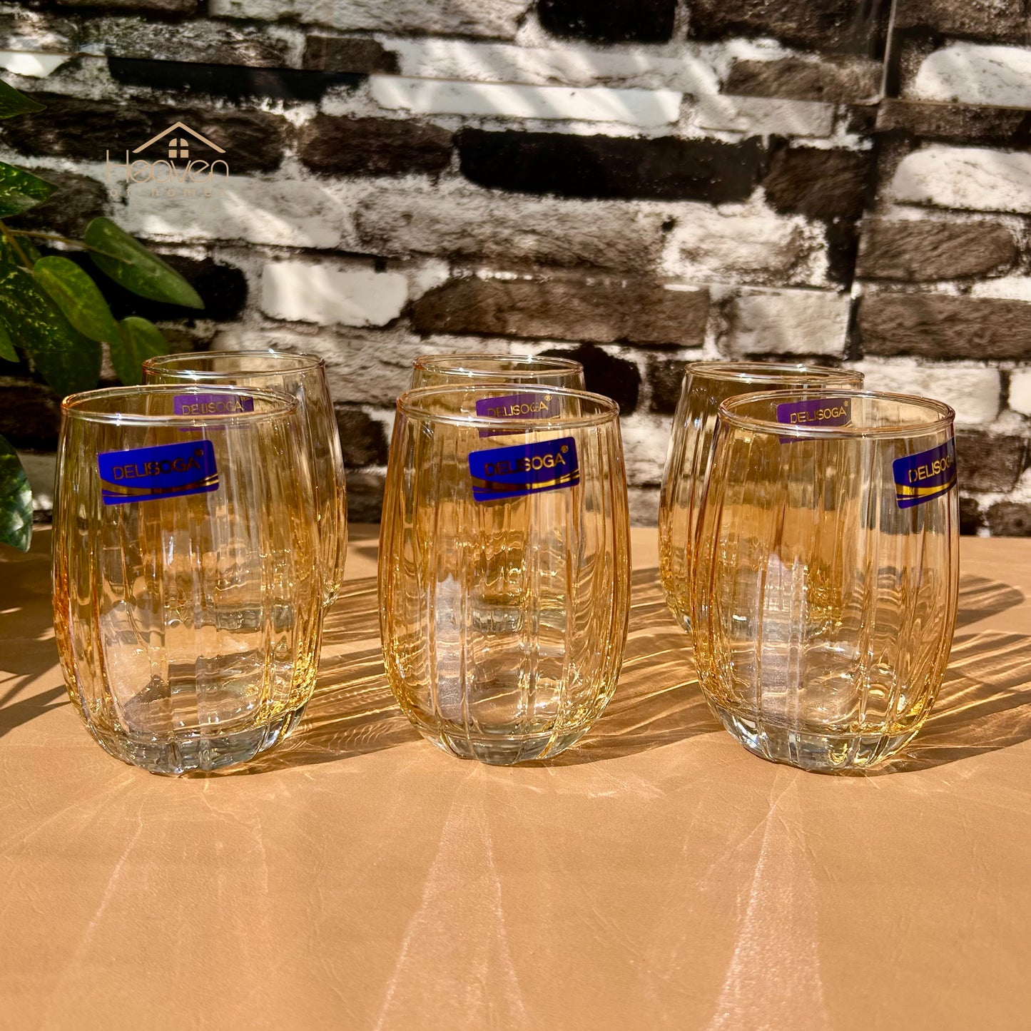 Delisoga® Set of 6 380 ml Transparent Elegance Drinking Glasses Gold Edition - Heaven of homes - Sale Pakistan