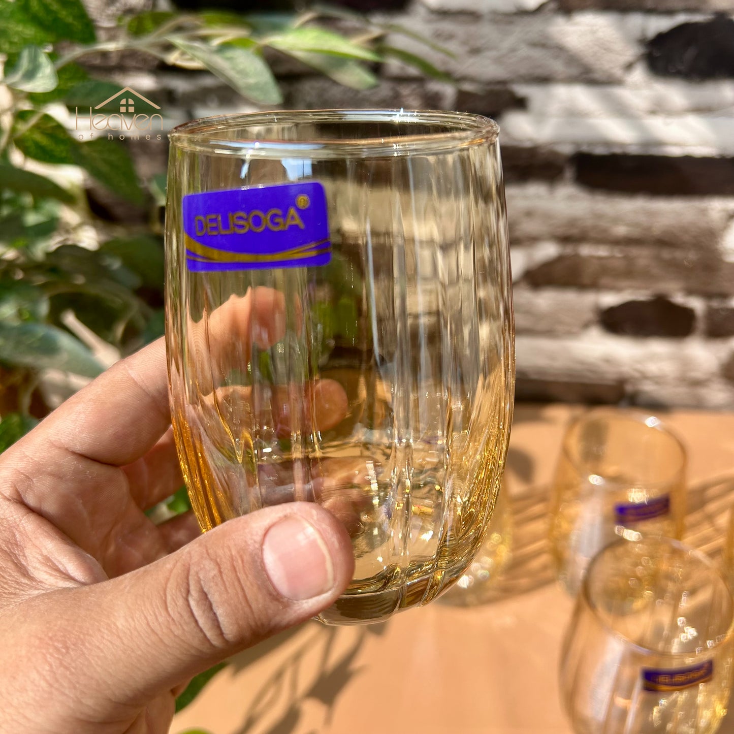Delisoga® Set of 6 380 ml Transparent Elegance Drinking Glasses Gold Edition - Heaven of homes - Sale Pakistan