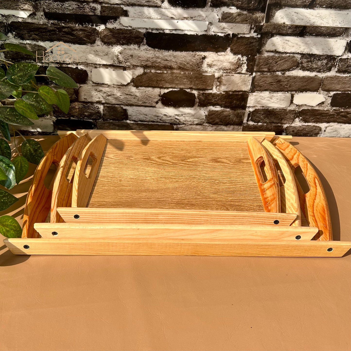 Premium Wooden Tray Set - 3-Piece Durable Serving Trays for Kitchen & Home Décor - Heaven of homes - Sale Pakistan