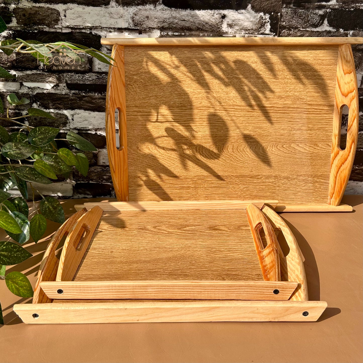 Premium Wooden Tray Set - 3-Piece Durable Serving Trays for Kitchen & Home Décor - Heaven of homes - Sale Pakistan