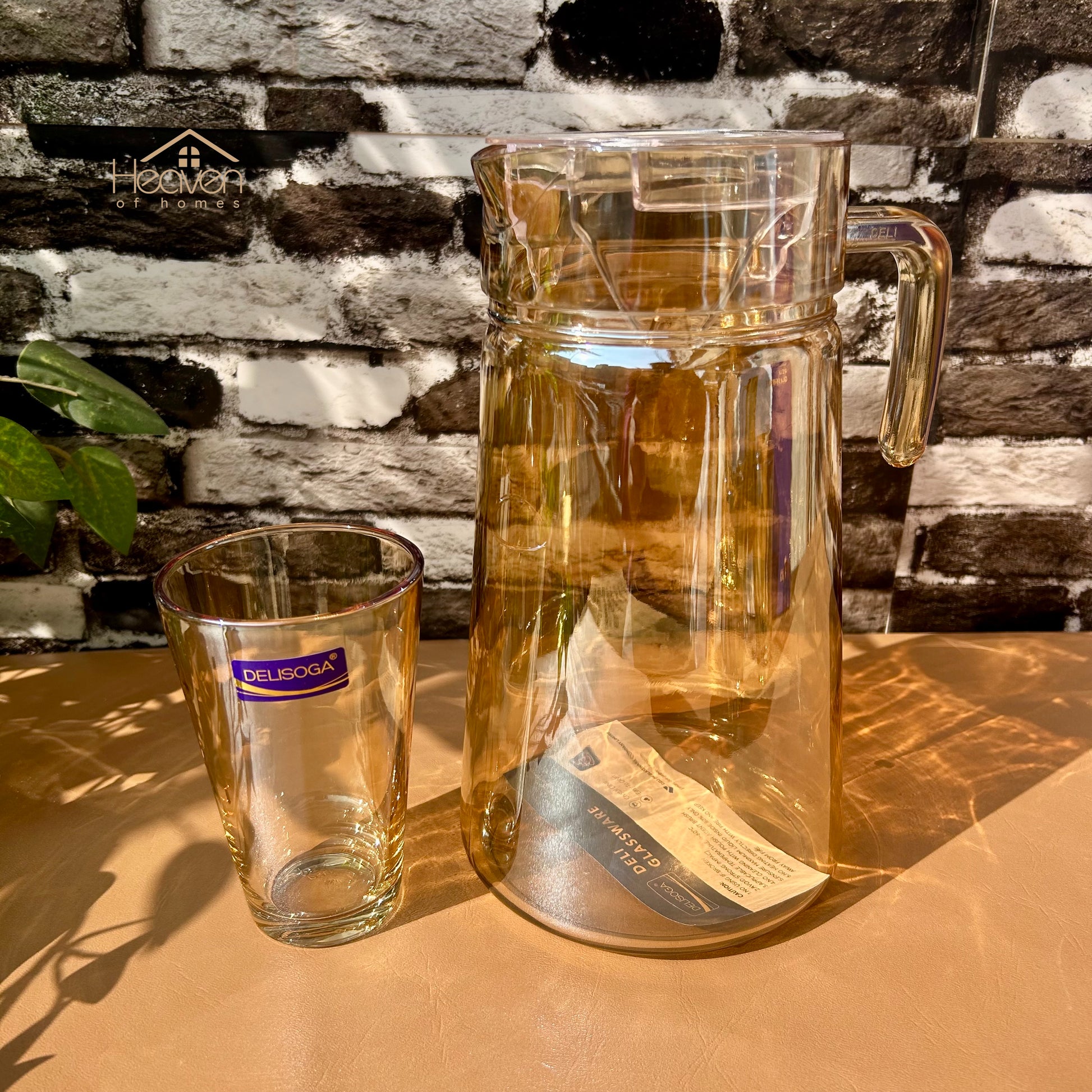 Delisoga® Premium 7-Piece Colored Glass Water & Drink Serving Set 6 Glasses & 1 Jug - Heaven of homes - Sale Pakistan