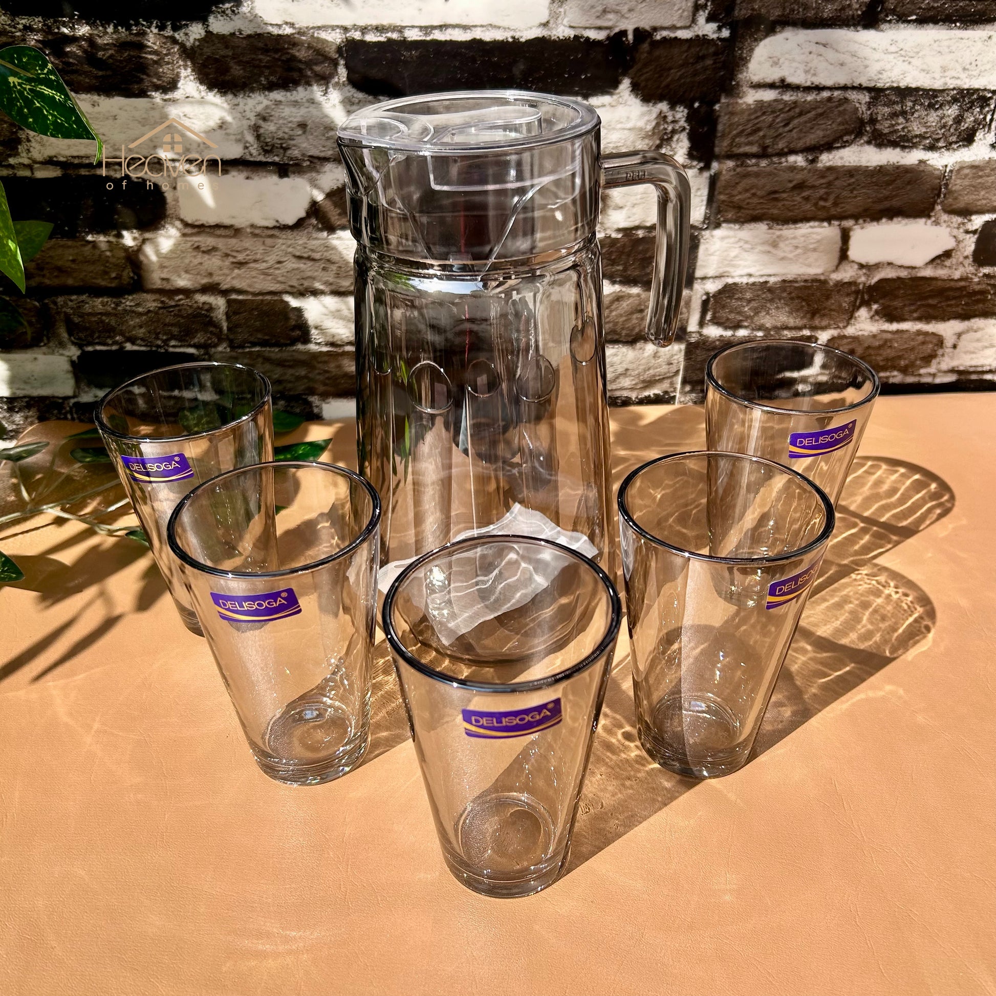 Delisoga® Premium 7-Piece Colored Glass Water & Drink Serving Set 6 Glasses & 1 Jug - Heaven of homes - Sale Pakistan
