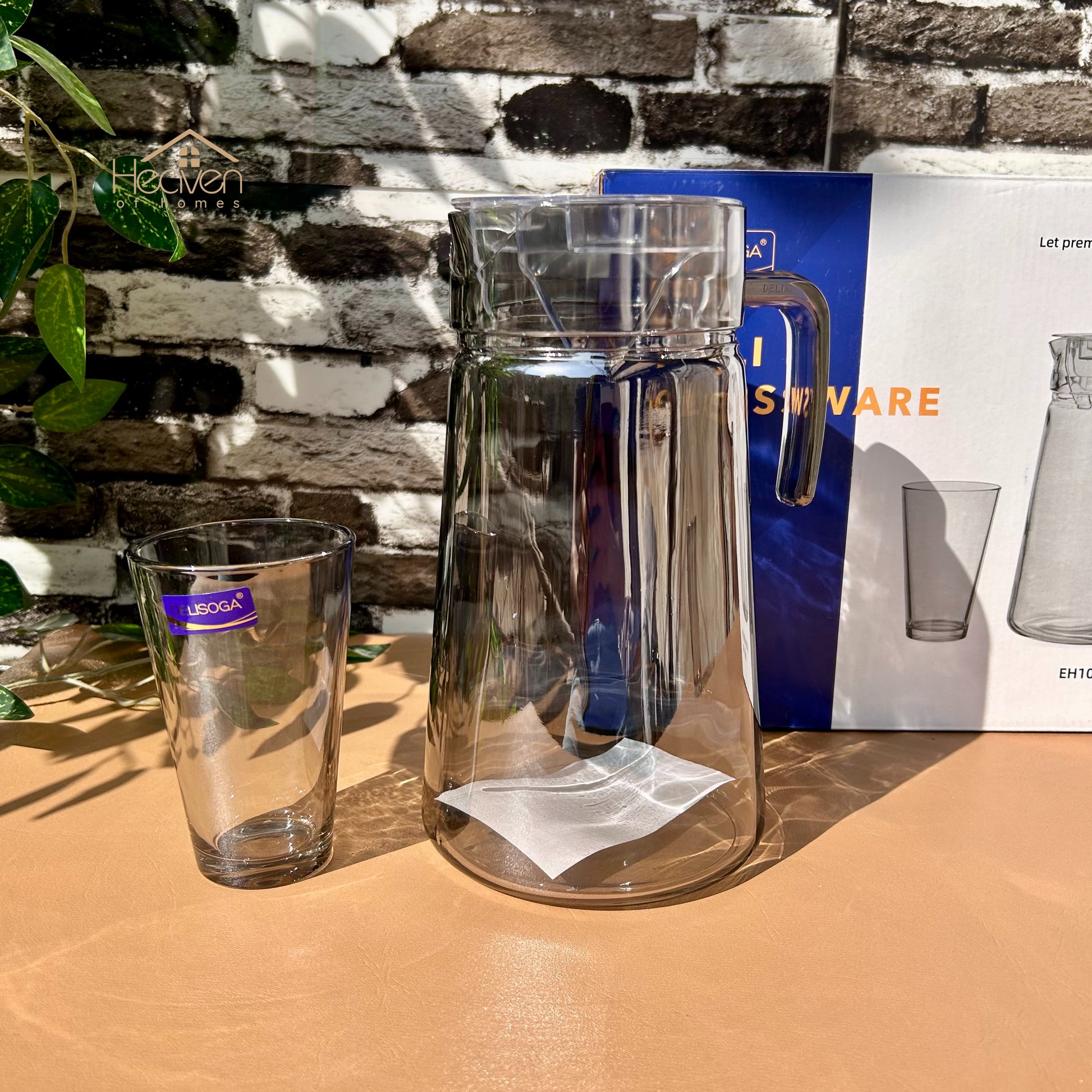 Delisoga® Premium 7-Piece Colored Glass Water & Drink Serving Set 6 Glasses & 1 Jug - Heaven of homes - Sale Pakistan