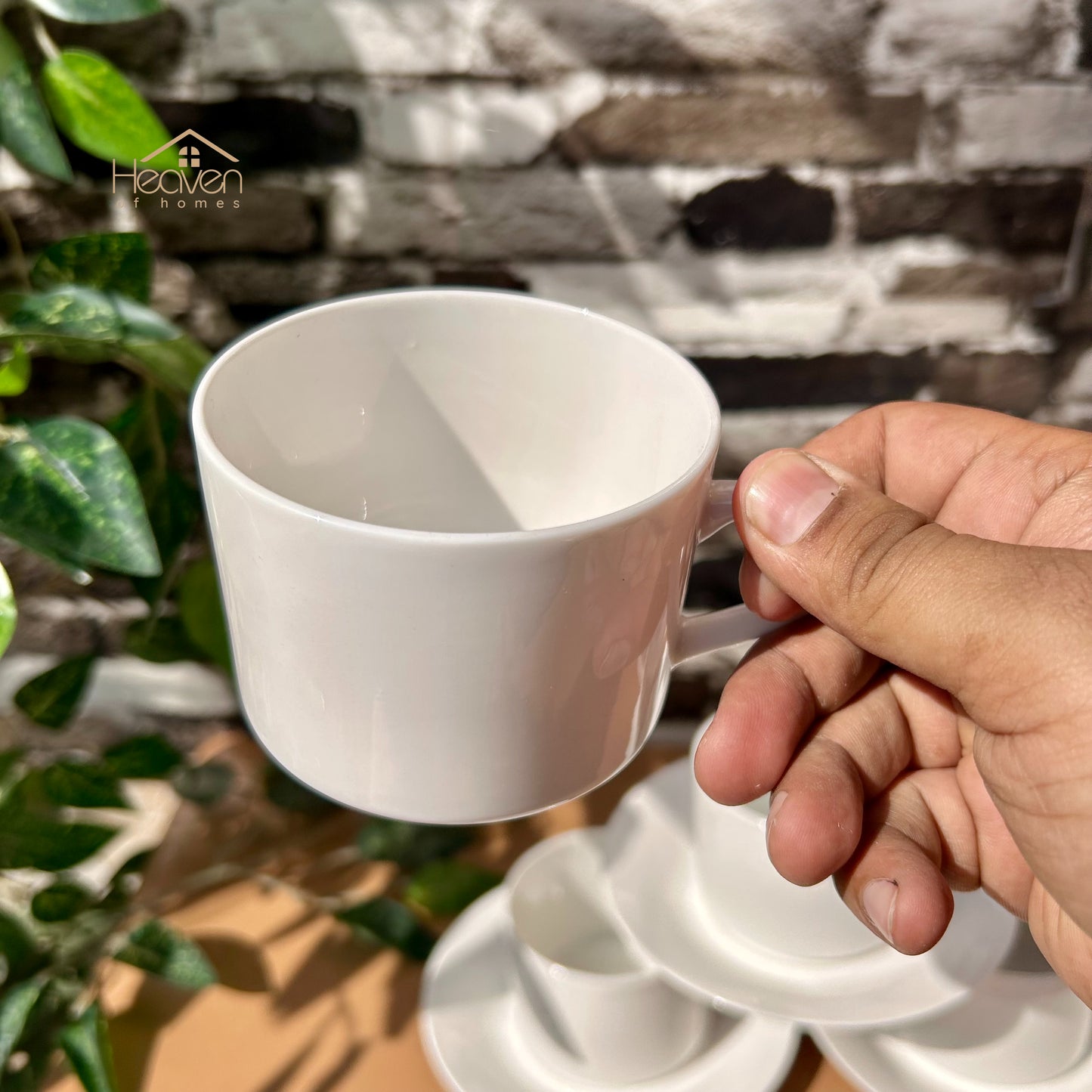 White Bone China Cup and Saucer Set of 6 – Weightless Perfection for Office and Restaurants Coffee Cups - Heaven of homes - Sale Pakistan