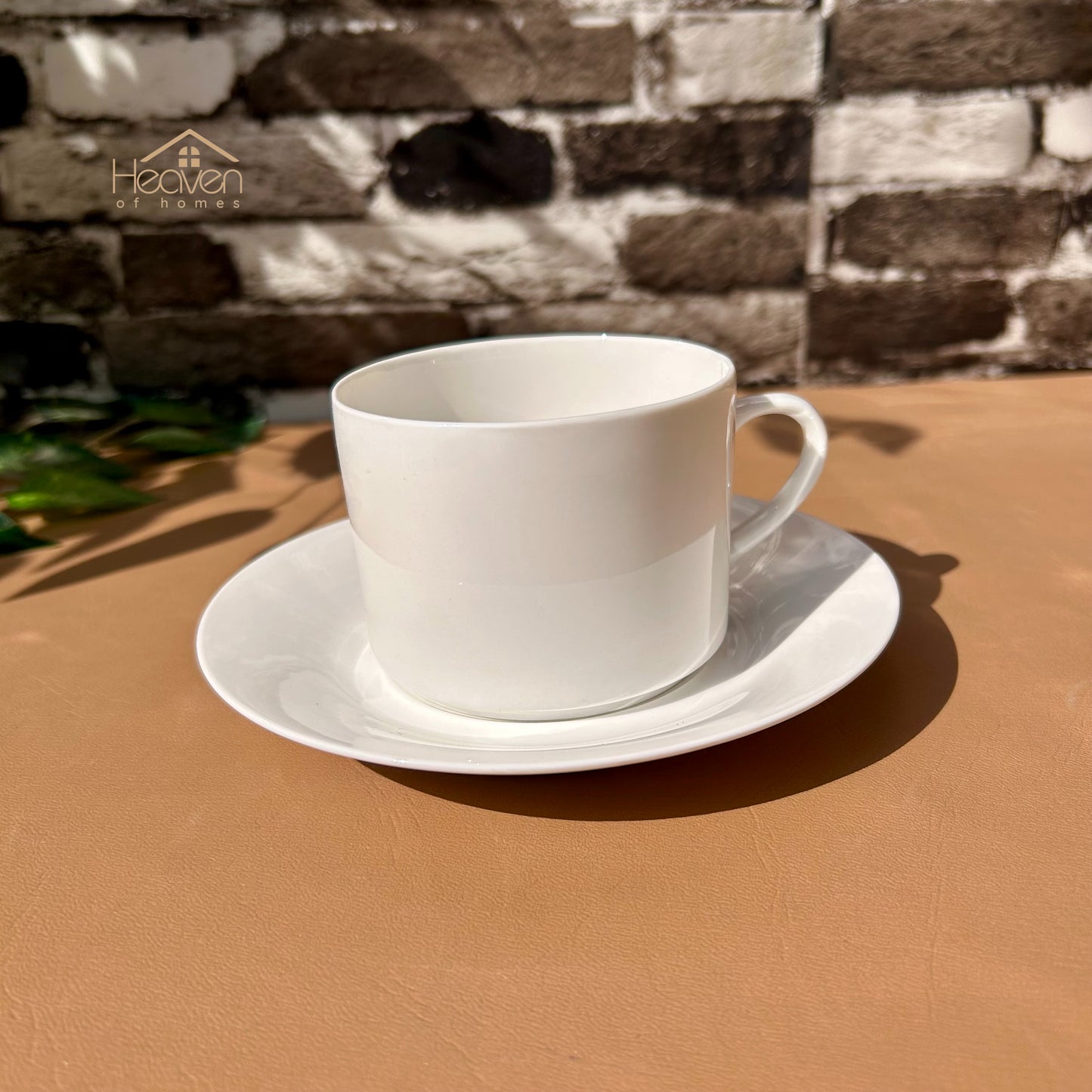 White Bone China Cup and Saucer Set of 6 – Weightless Perfection for Office and Restaurants Coffee Cups - Heaven of homes - Sale Pakistan