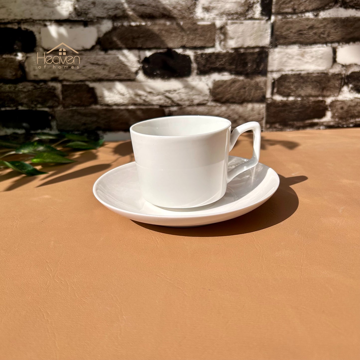 White Bone China Cup and Saucer Set of 6 – Weightless Perfection for Office and Restaurants - Heaven of homes - Sale Pakistan