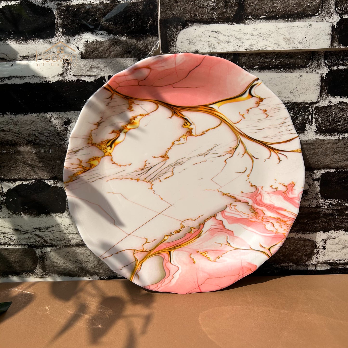 Set of 6 Melamine Plates Double-Glaze– Stain-Proof, Heavyweight, Durable Design Dinner Set Pink Sea - Heaven of homes - Sale Pakistan