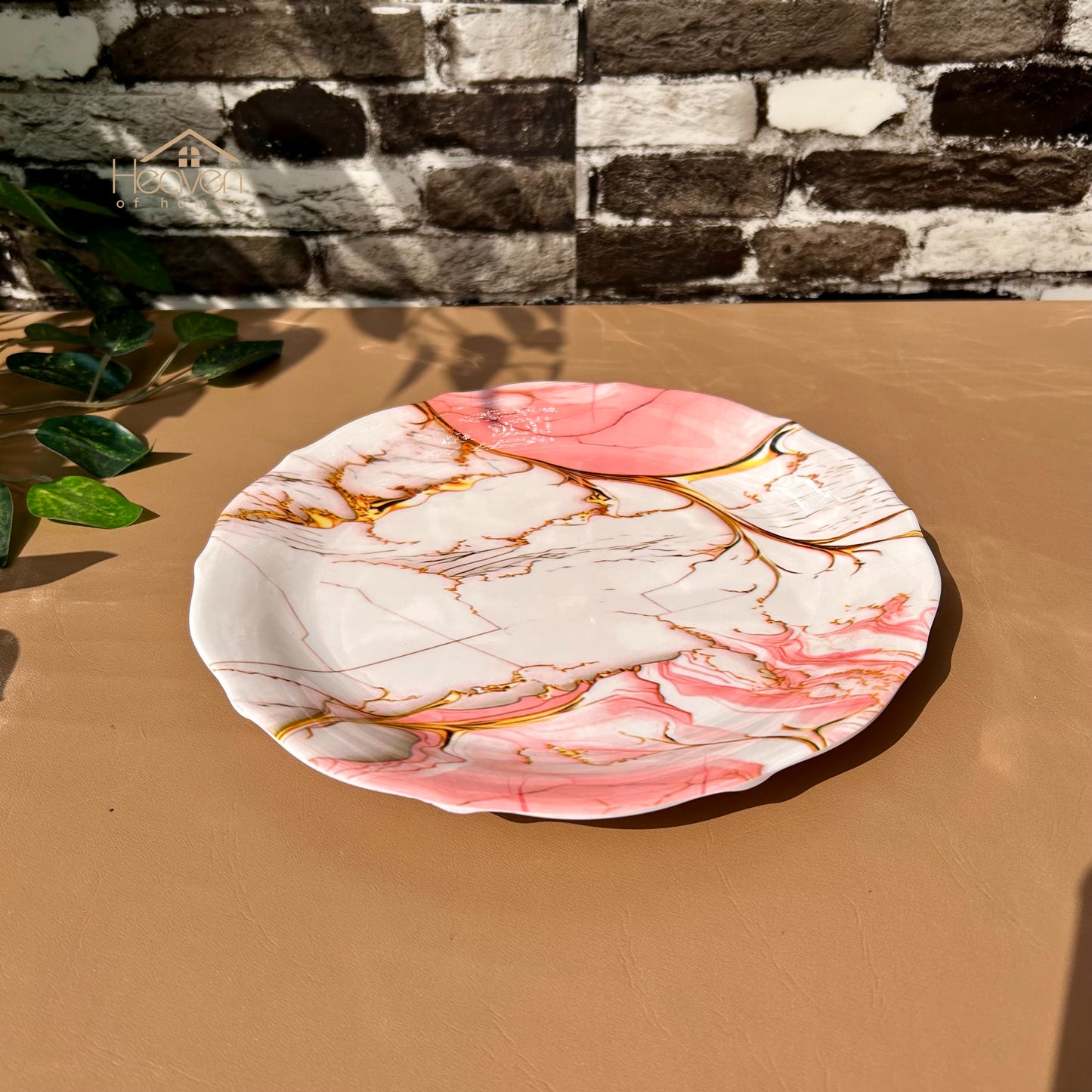 Set of 6 Melamine Plates Double-Glaze– Stain-Proof, Heavyweight, Durable Design Dinner Set Pink Sea - Heaven of homes - Sale Pakistan