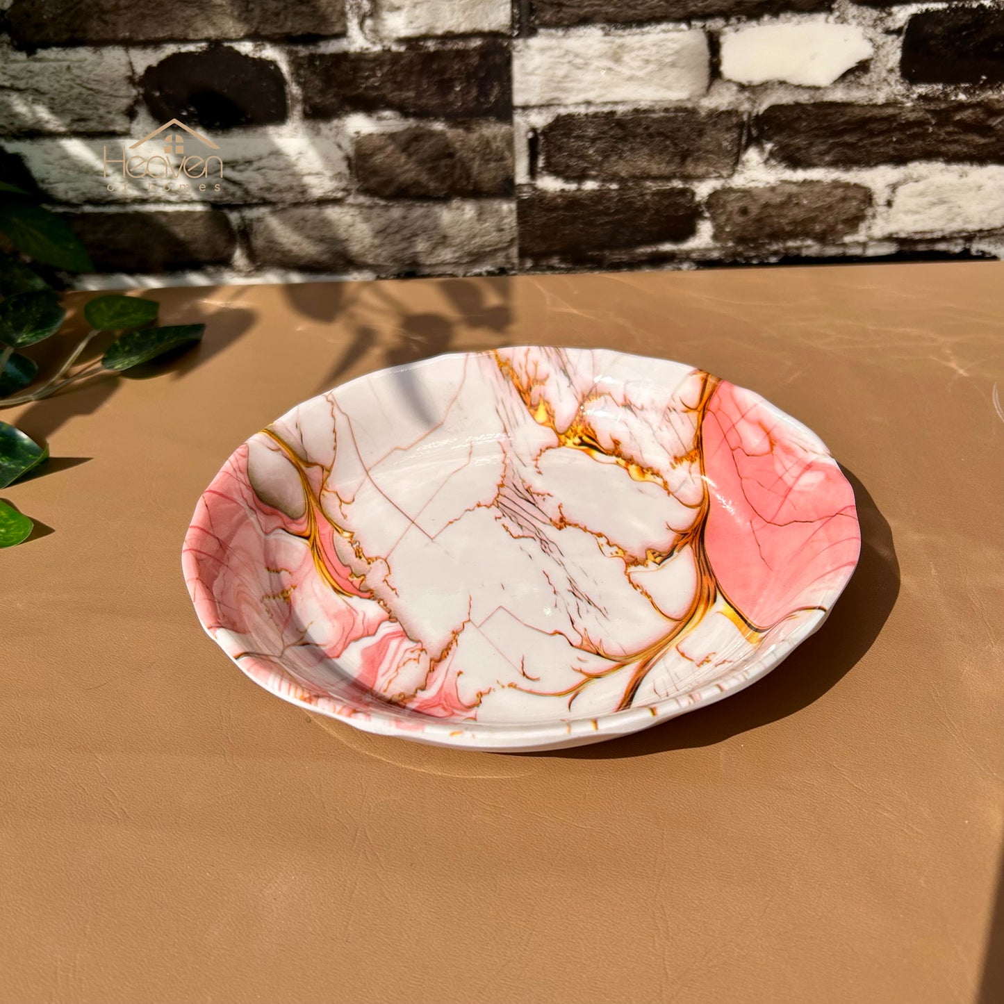 Set of 6 Melamine Plates Double-Glaze– Stain-Proof, Heavyweight, Durable Design Dinner Set Pink Sea - Heaven of homes - Sale Pakistan