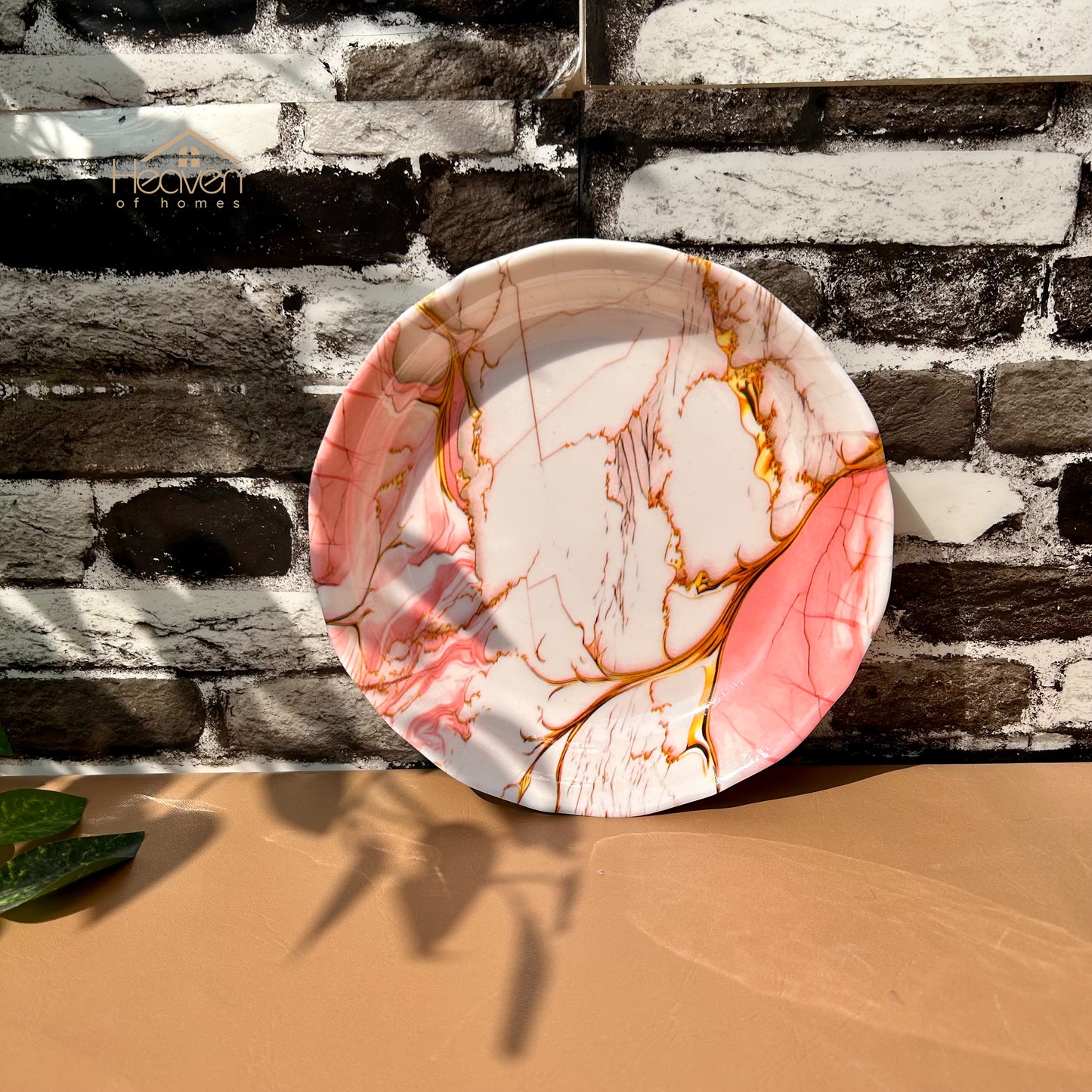 Set of 6 Melamine Plates Double-Glaze– Stain-Proof, Heavyweight, Durable Design Dinner Set Pink Sea - Heaven of homes - Sale Pakistan