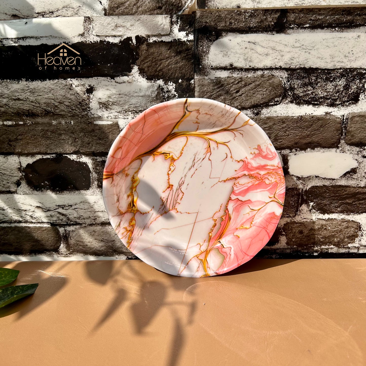 Set of 6 Melamine Plates Double-Glaze– Stain-Proof, Heavyweight, Durable Design Dinner Set Pink Sea - Heaven of homes - Sale Pakistan