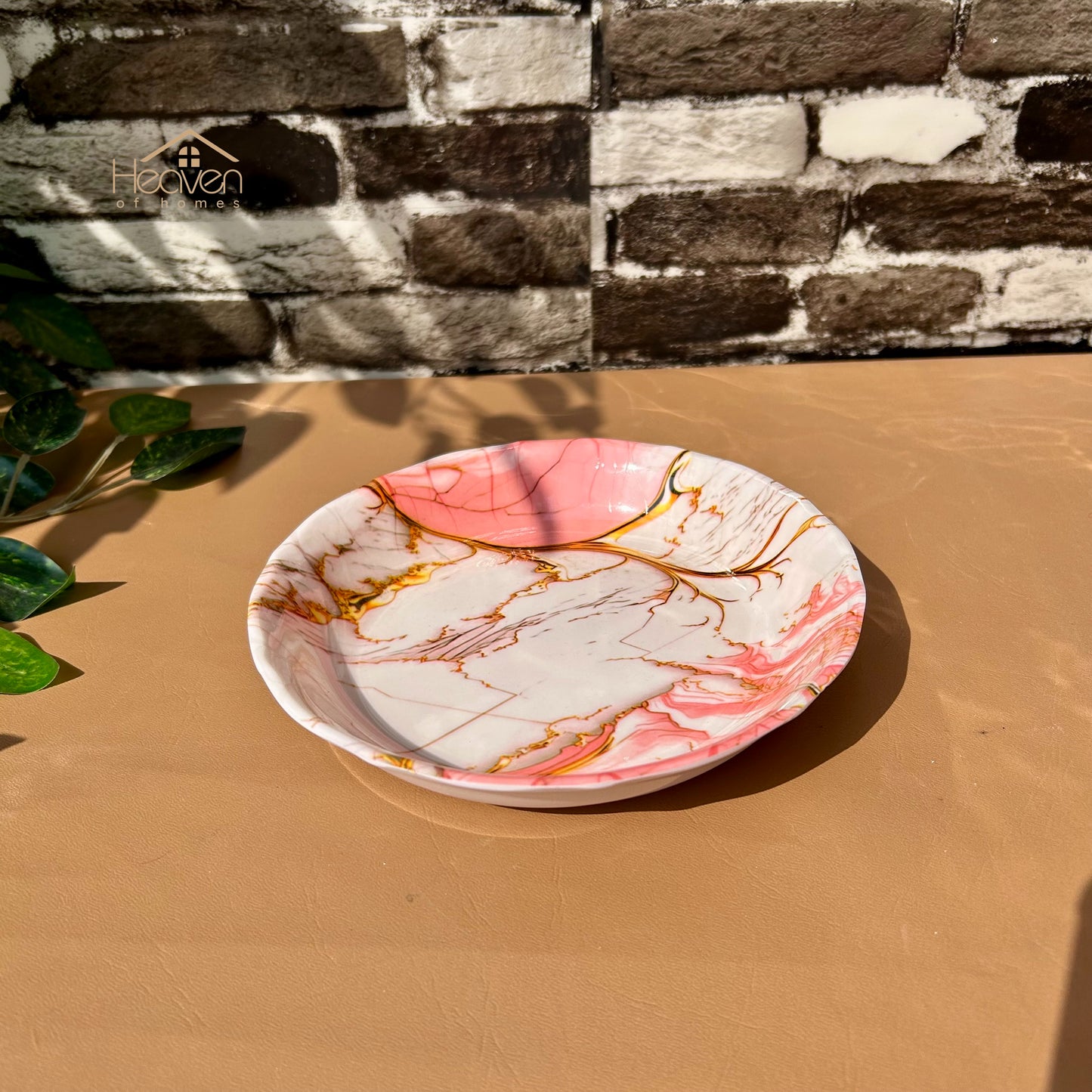 Set of 6 Melamine Plates Double-Glaze– Stain-Proof, Heavyweight, Durable Design Dinner Set Pink Sea - Heaven of homes - Sale Pakistan
