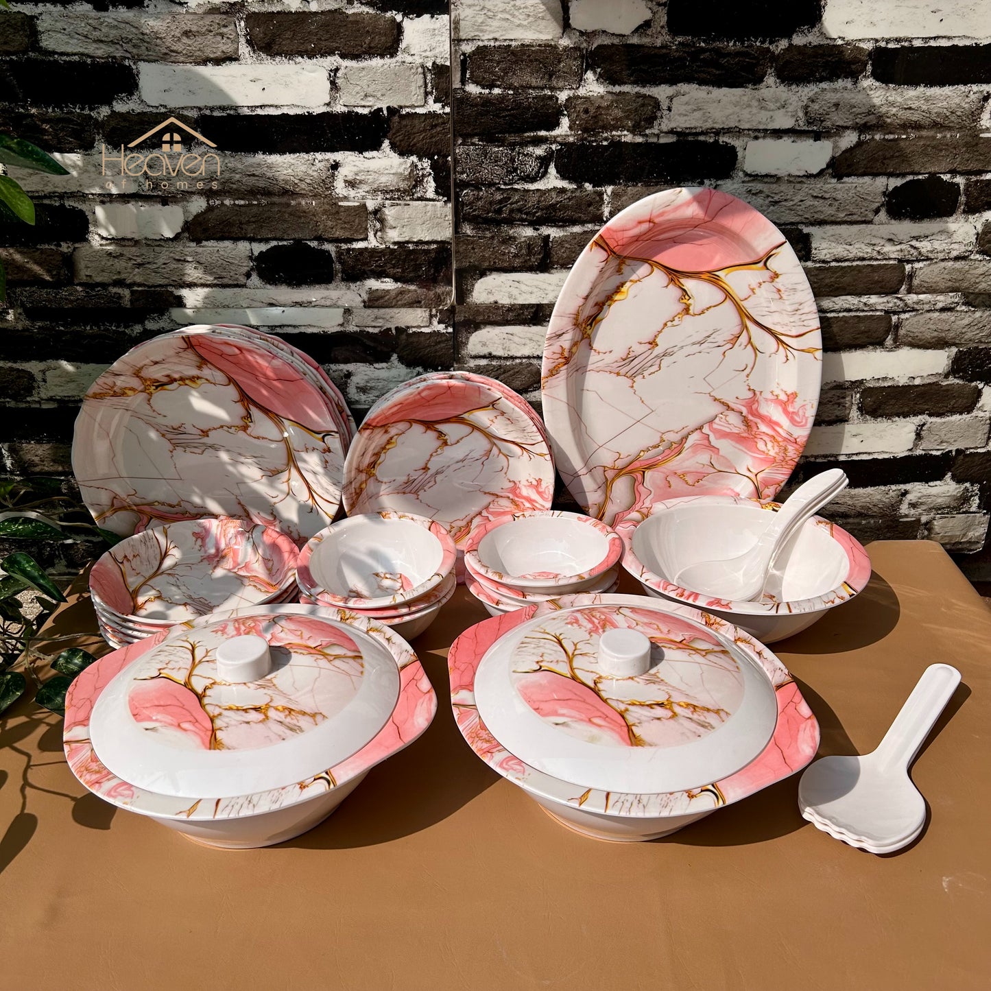 Melamine 6-Person Serving Dinner Set 36-Pieces Melamine Dinner Set – Trending Stain-Proof Double Glazed | Elegant Tableware - Heaven of homes - Sale Pakistan