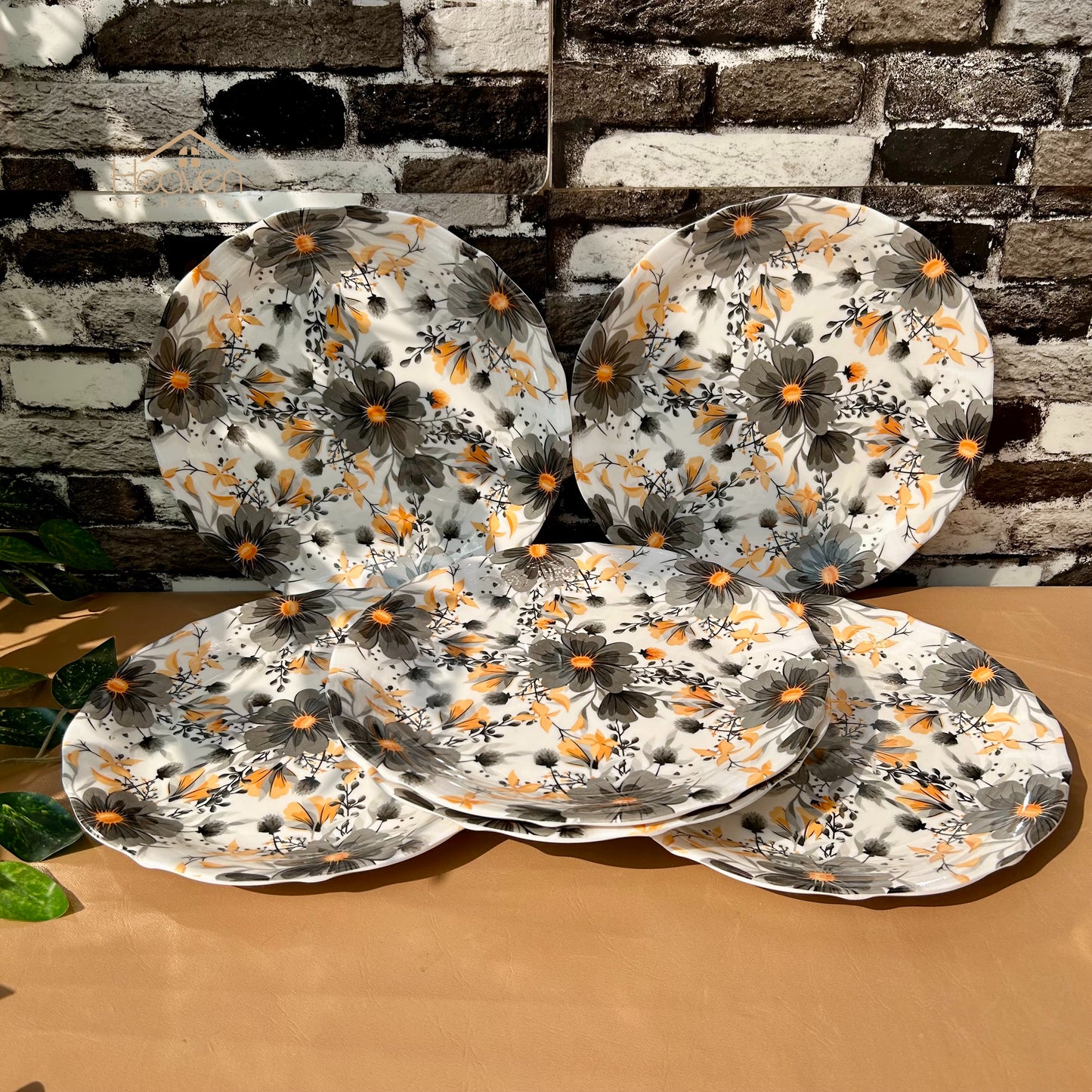 Melamine 6-Person Serving Dinner Set 36-Pieces Melamine Dinner Set – Trending Stain-Proof Double Glazed | Elegant Tableware Orange