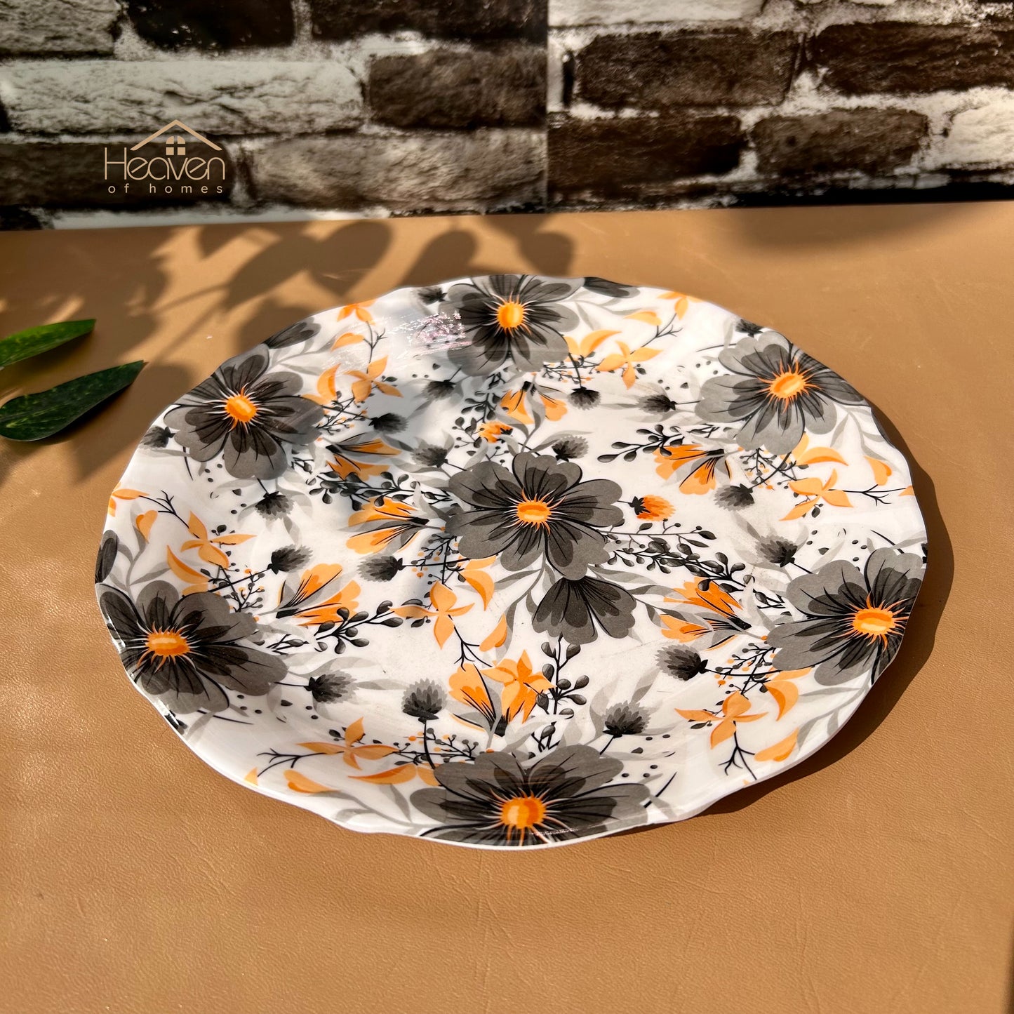 Set of 6 Melamine Plates Double-Glaze– Stain-Proof, Heavyweight, Durable Design Dinner Set Orange Blossom - Heaven of homes - Sale Pakistan