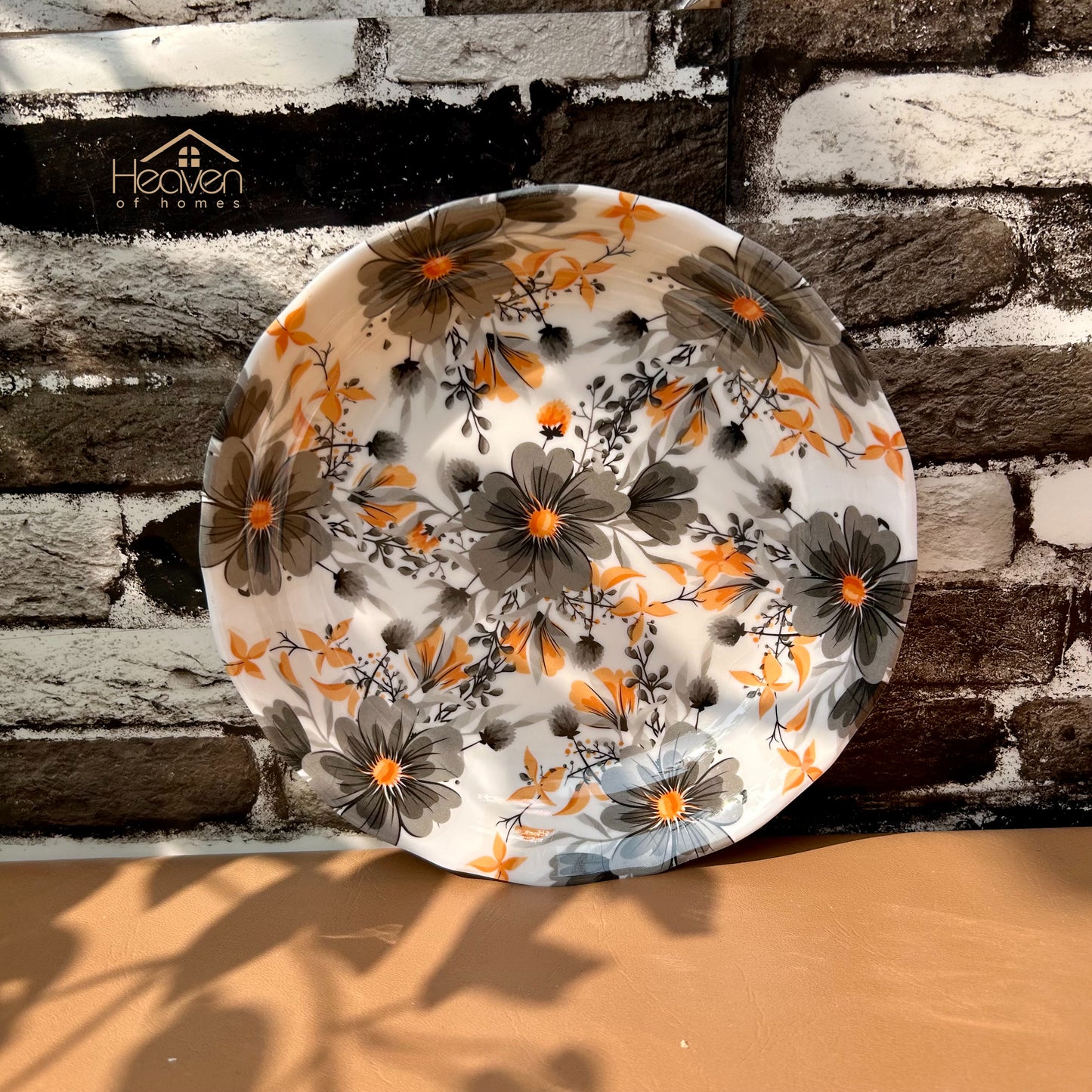 Set of 6 Melamine Plates Double-Glaze– Stain-Proof, Heavyweight, Durable Design Dinner Set Orange Blossom - Heaven of homes - Sale Pakistan