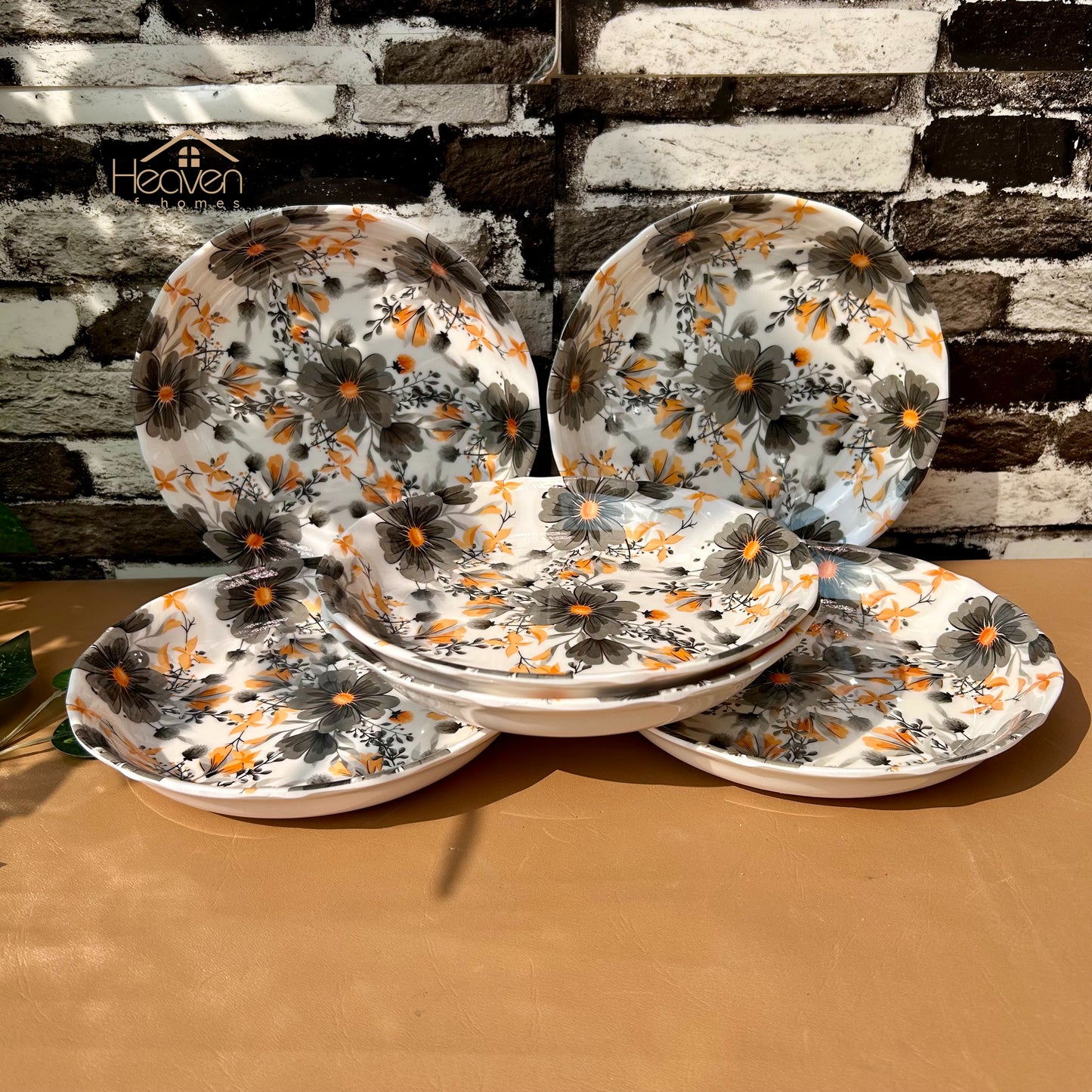 Melamine 6-Person Serving Dinner Set 36-Pieces Melamine Dinner Set – Trending Stain-Proof Double Glazed | Elegant Tableware Orange