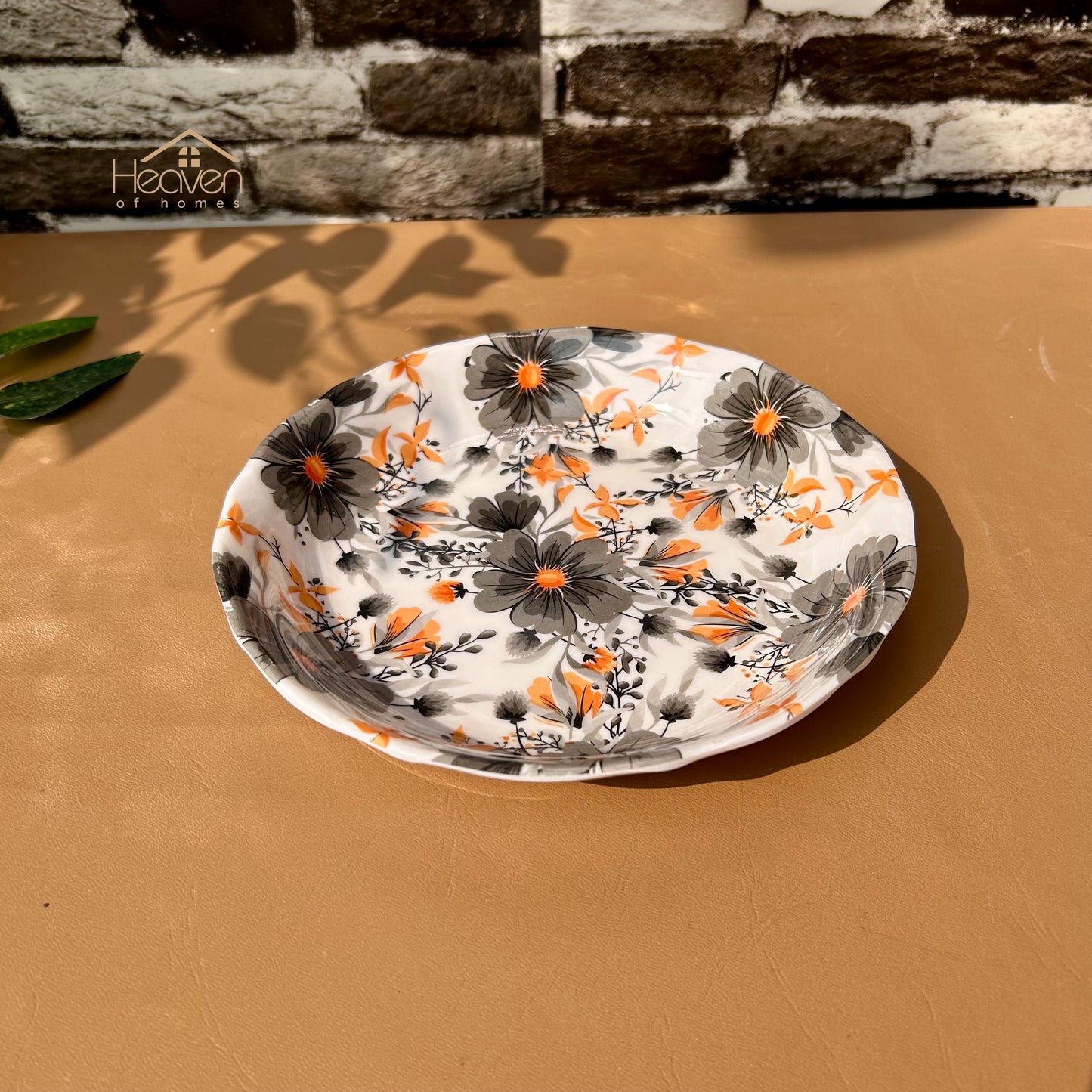 Set of 6 Melamine Plates Double-Glaze– Stain-Proof, Heavyweight, Durable Design Dinner Set Orange Blossom - Heaven of homes - Sale Pakistan