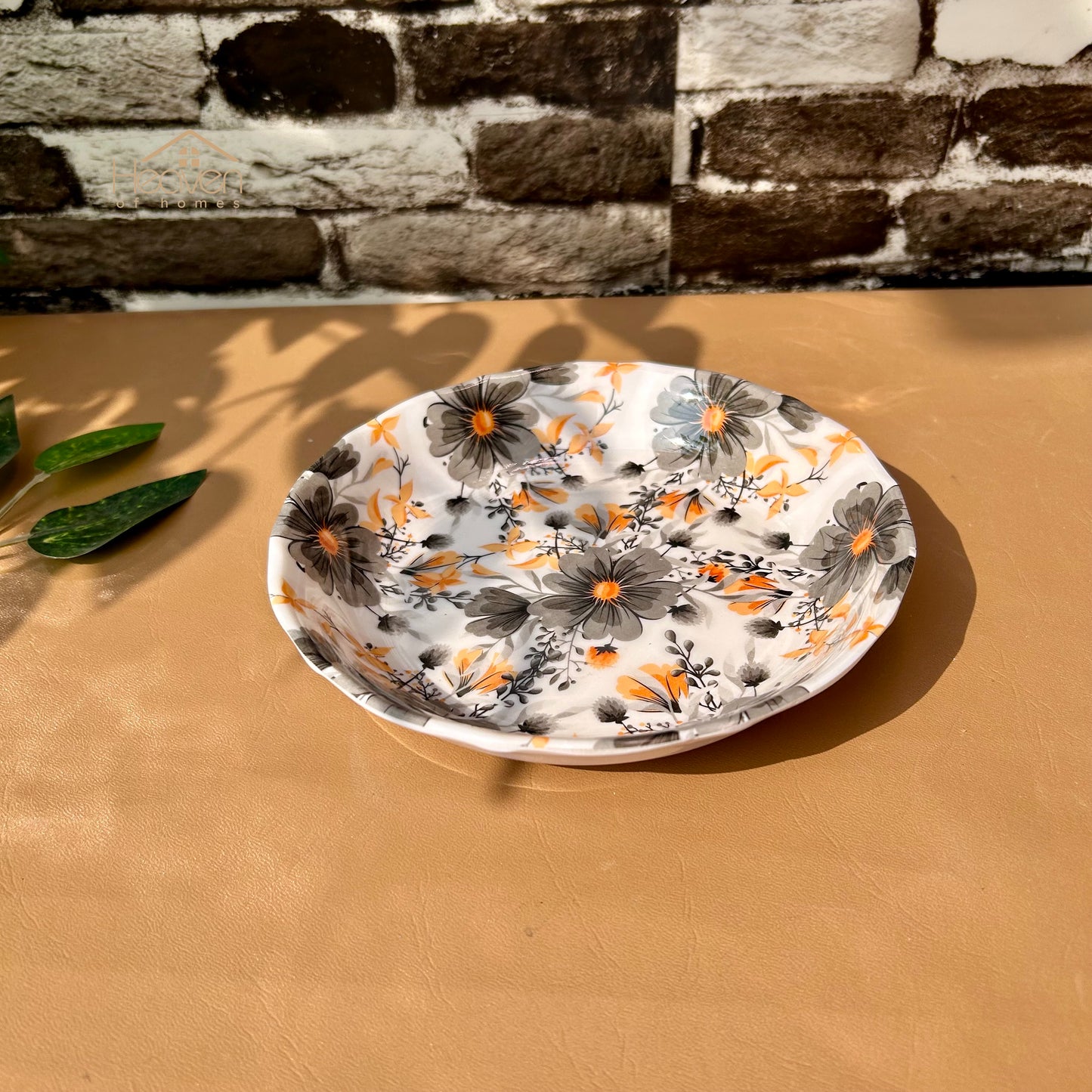 Set of 6 Melamine Plates Double-Glaze– Stain-Proof, Heavyweight, Durable Design Dinner Set Orange Blossom - Heaven of homes - Sale Pakistan