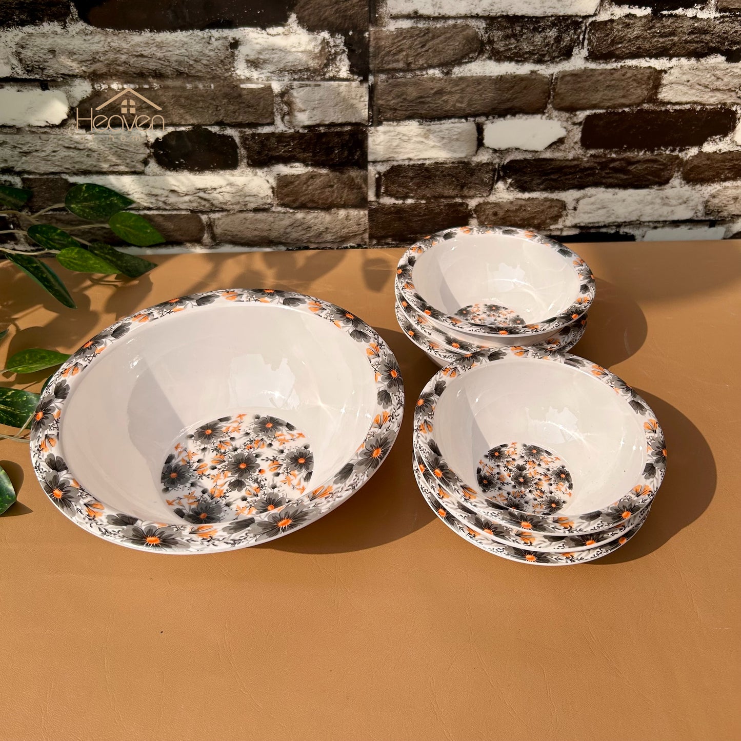 Heaven Set of 7 Melamine Fruit Set Double Glaze Heavy Material