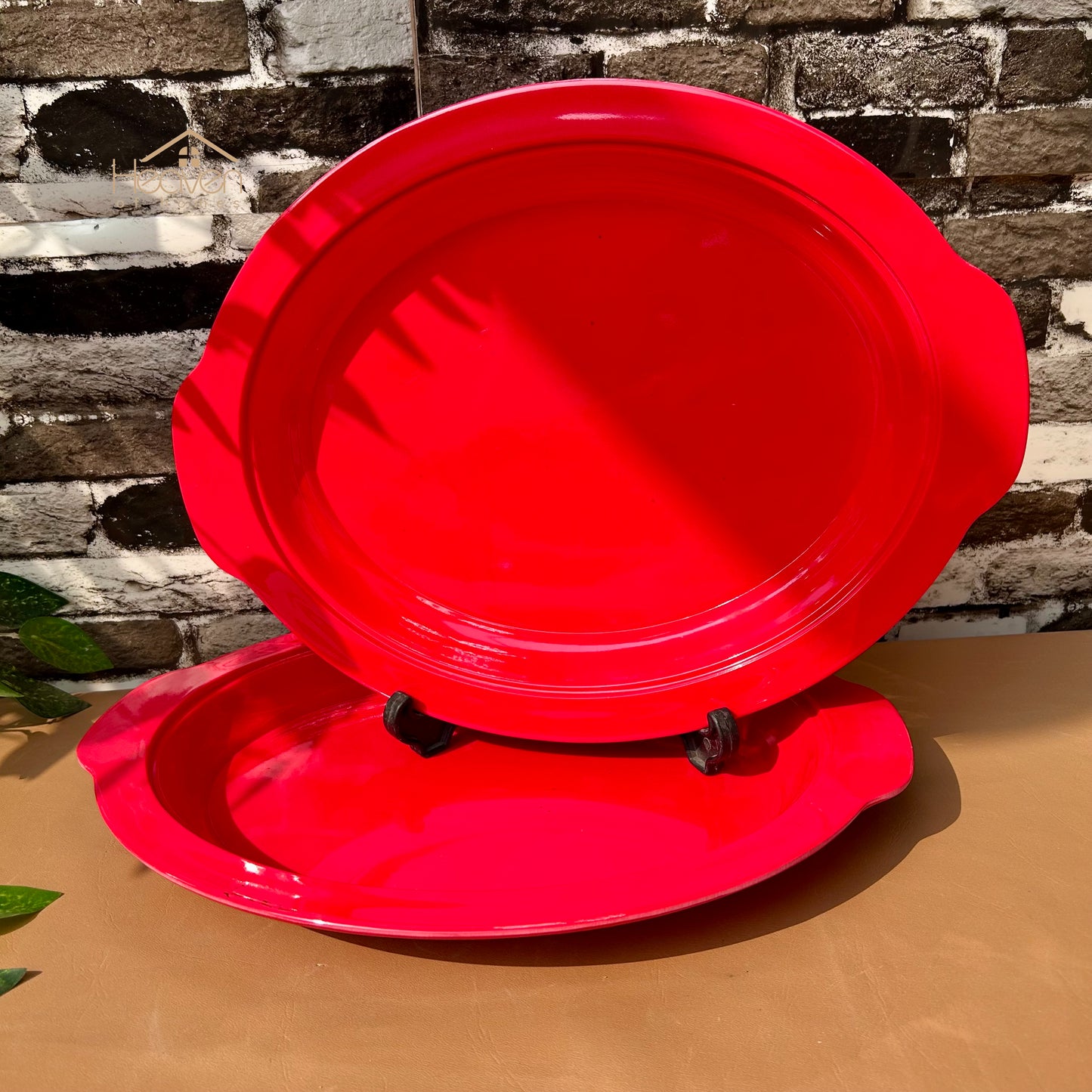 Melamine 28 Pieces Dinner Set Double-Glaze– Stain-Proof, Heavyweight, Durable Design Dinner Set Solid Red - Heaven of homes - Sale Pakistan