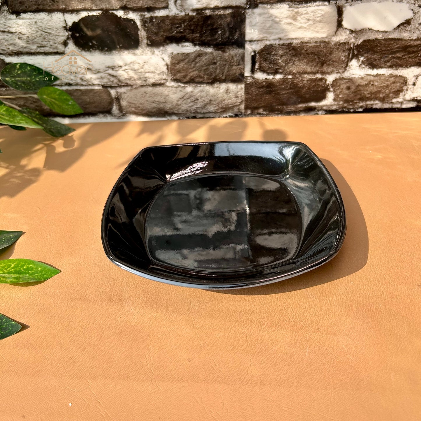 Set of 6 Melamine Plates Double-Glaze– Stain-Proof, Heavyweight, Durable Design Dinner Set Solid Black - Heaven of homes - Sale Pakistan
