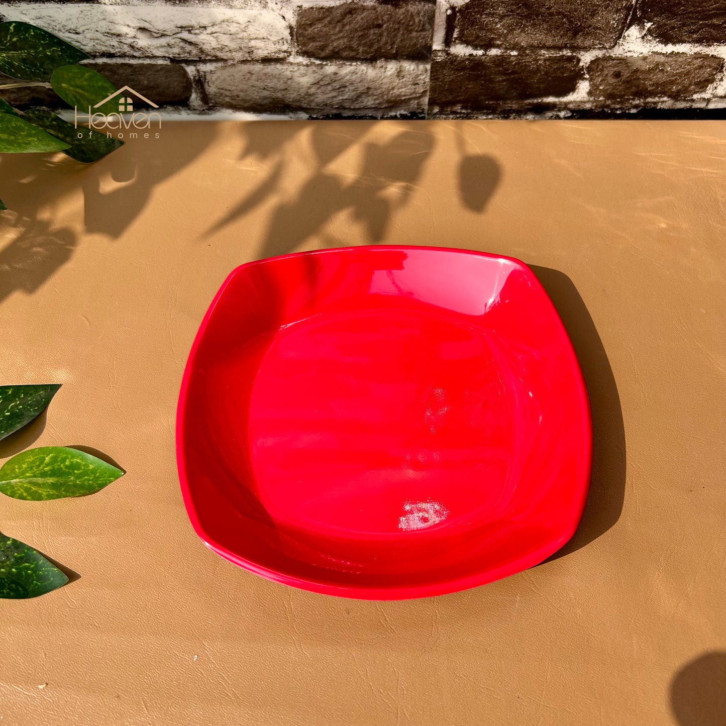 Set of 6 Melamine Plates Double-Glaze– Stain-Proof, Heavyweight, Durable Design Dinner Set Solid Red - Heaven of homes - Sale Pakistan