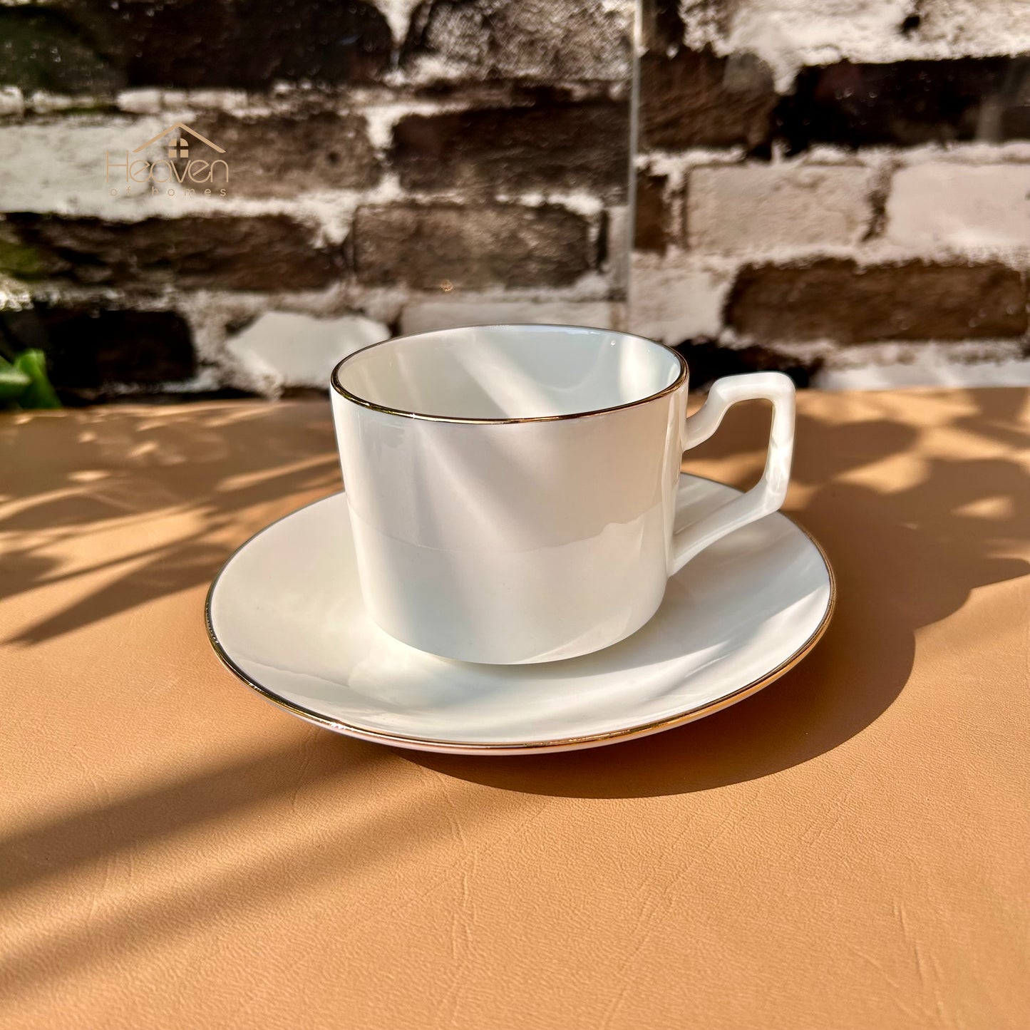 Bone China Cup and Saucer Set of 6 – Weightless Perfection with Golden Rim Cup Style - Heaven of homes - Sale Pakistan