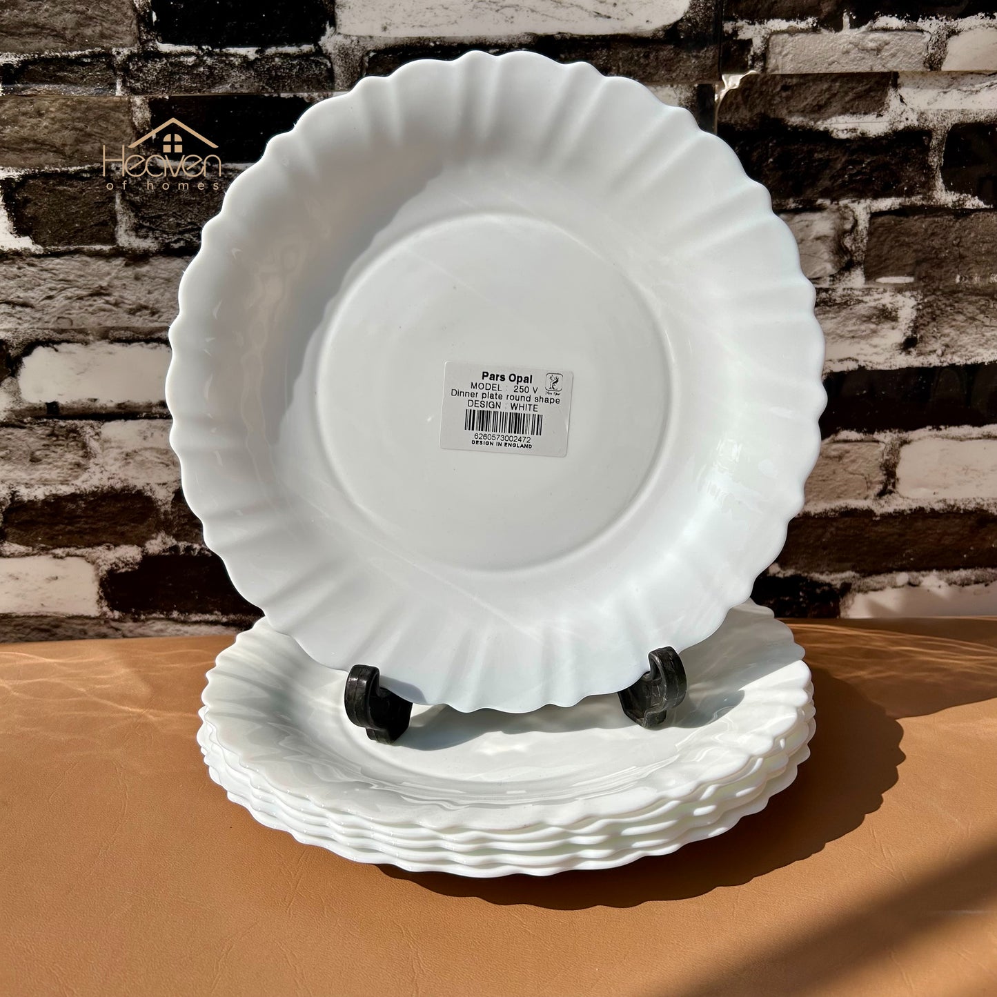 Opal Set of 6 Marble Plates White– Stain-Proof and Microwave Safe - Heaven of homes - Sale Pakistan