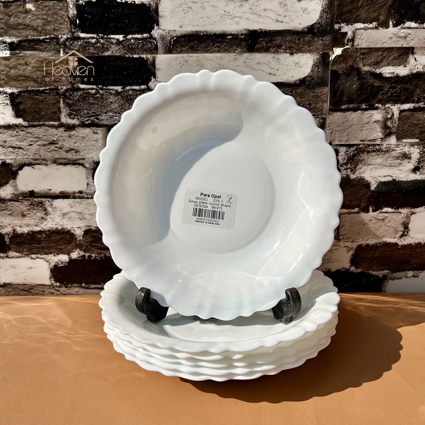 Opal Set of 6 Marble Plates White– Stain-Proof and Microwave Safe - Heaven of homes - Sale Pakistan