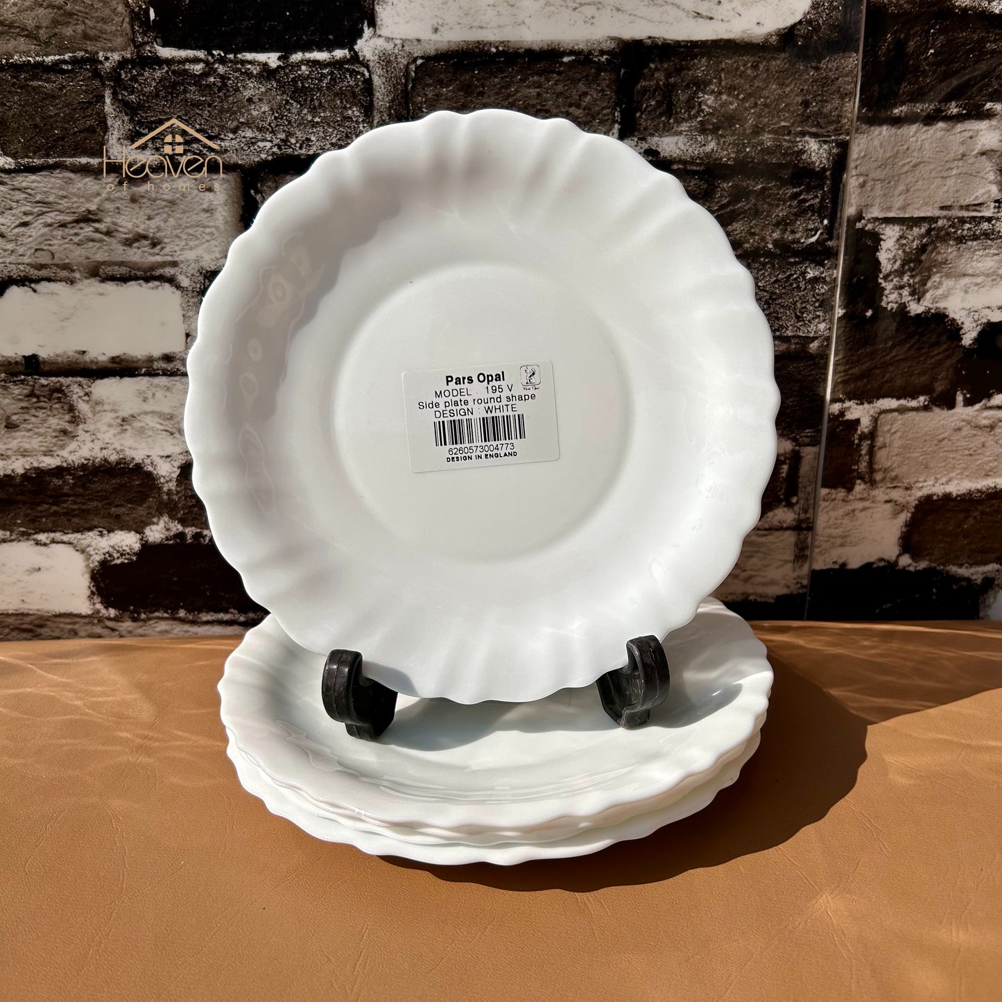 Opal Set of 6 Marble Plates White– Stain-Proof and Microwave Safe - Heaven of homes - Sale Pakistan