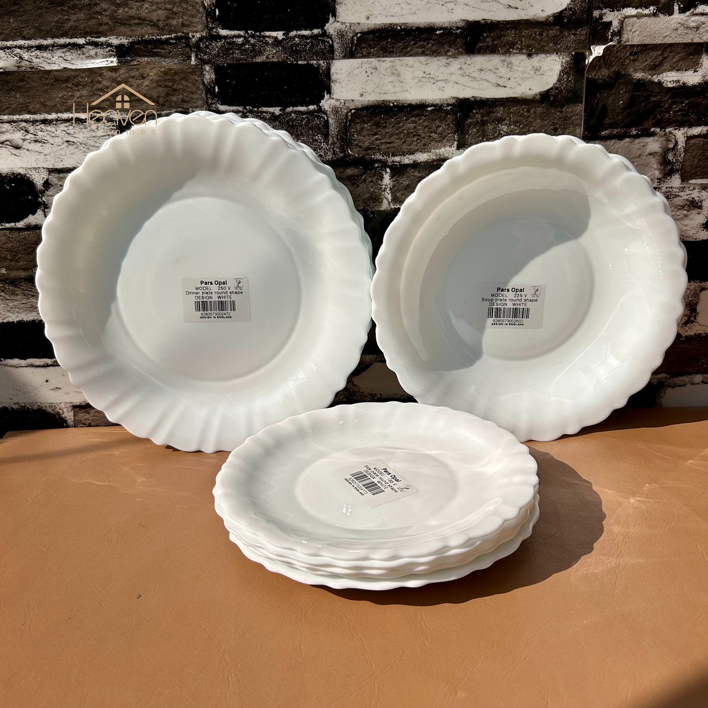 Opal Set of 18 Pieces Marble Plate Set White– Stain-Proof and Microwave Safe Dinner Set Imported
