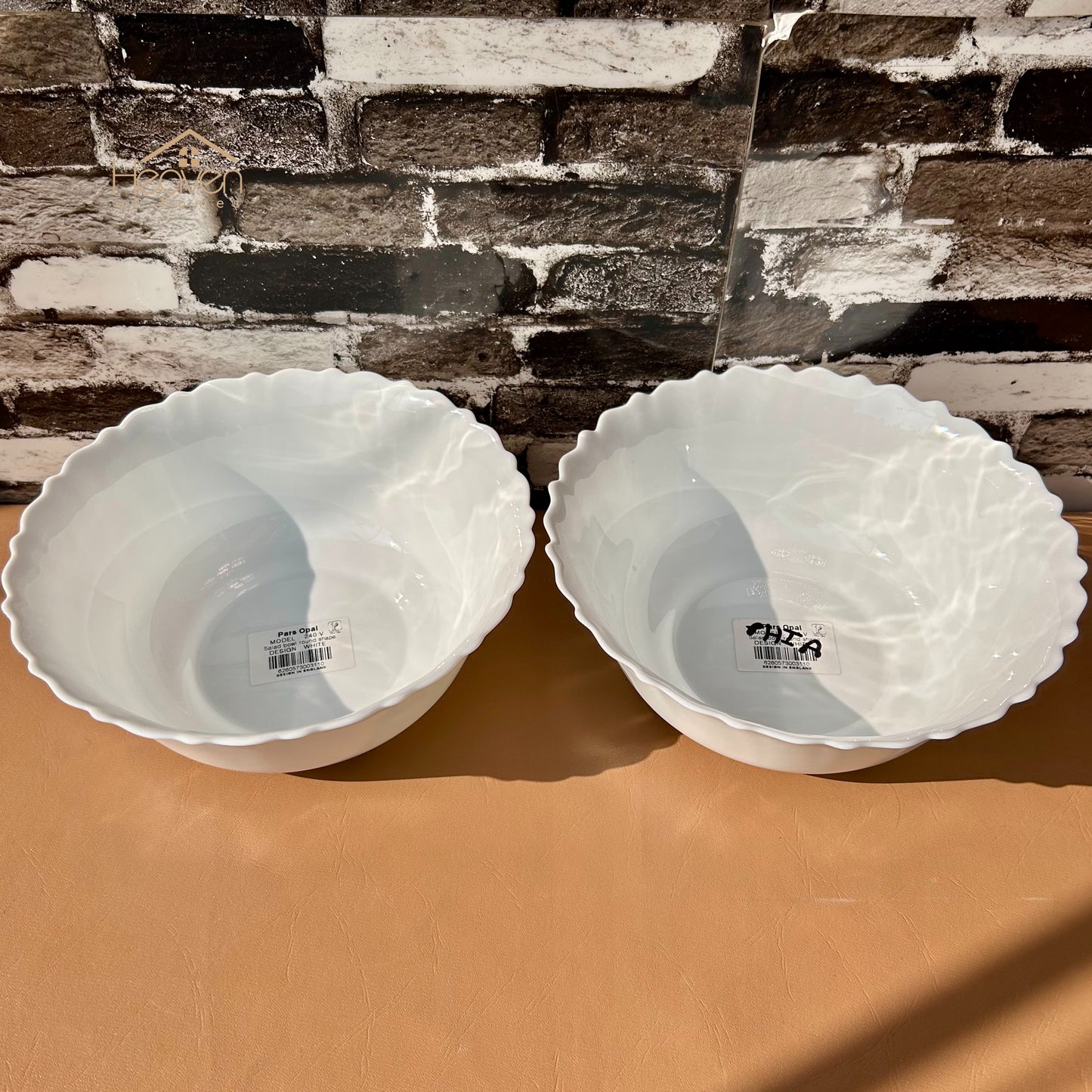 Opal Set of 2 Marble 9 Inches Serving Bowl Round White– Stain-Proof and Microwave Safe Imported - Heaven of homes - Sale Pakistan