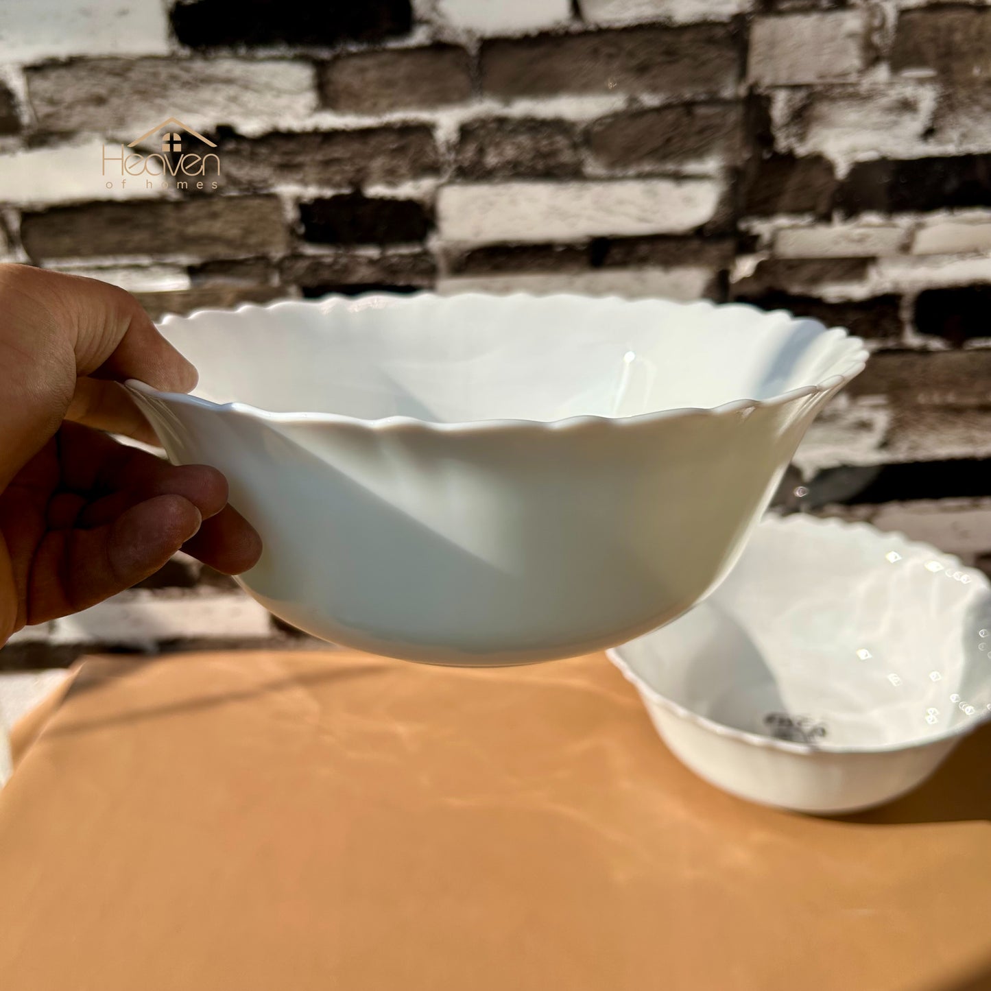 Opal Set of 2 Marble 9 Inches Serving Bowl Round White– Stain-Proof and Microwave Safe Imported - Heaven of homes - Sale Pakistan