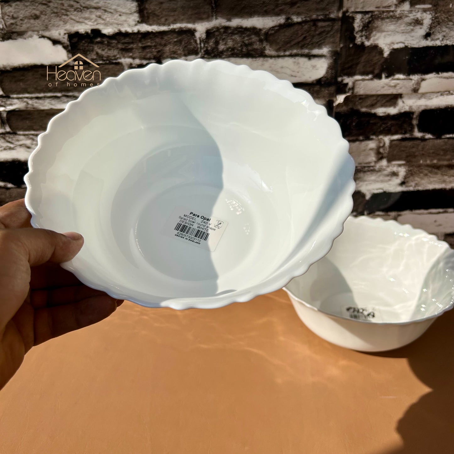 Opal Set of 2 Marble 9 Inches Serving Bowl Round White– Stain-Proof and Microwave Safe Imported - Heaven of homes - Sale Pakistan