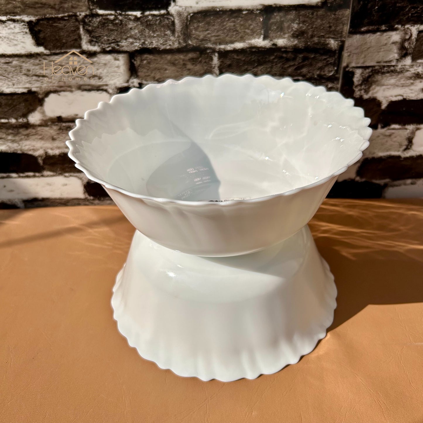 Opal Set of 2 Marble 9 Inches Serving Bowl Round White– Stain-Proof and Microwave Safe Imported - Heaven of homes - Sale Pakistan