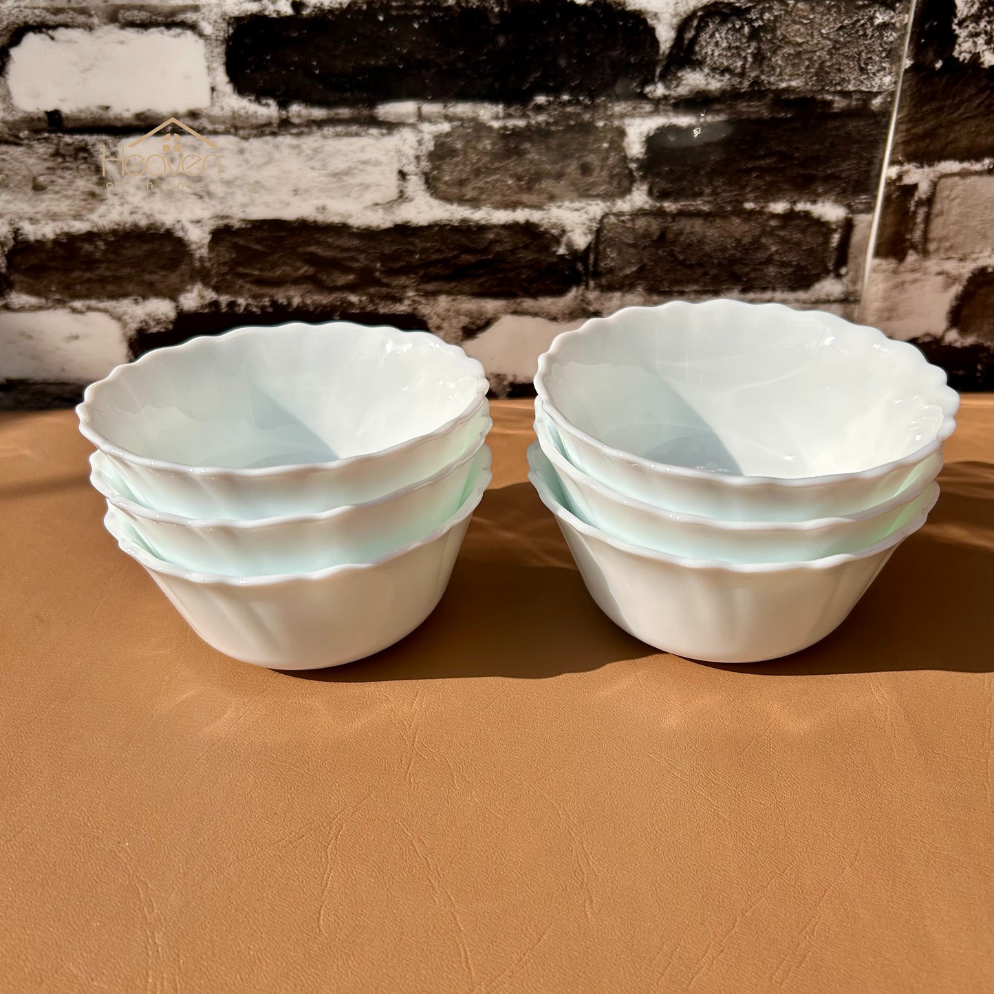 Opal Set of 6 Marble 4 Inches Fruit Bowl Round White– Stain-Proof and Microwave Safe Imported - Heaven of homes - Sale Pakistan