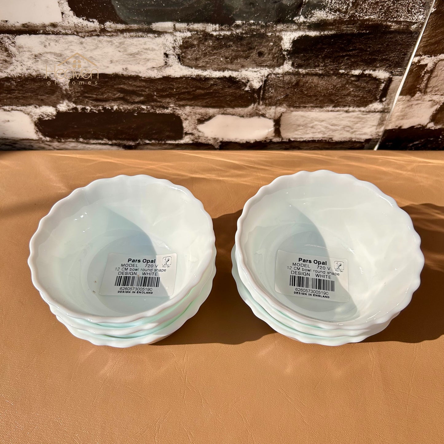 Opal Set of 6 Marble 4 Inches Fruit Bowl Round White– Stain-Proof and Microwave Safe Imported - Heaven of homes - Sale Pakistan