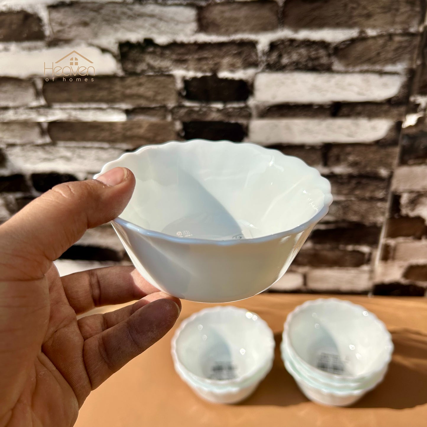 Opal Set of 6 Marble 4 Inches Fruit Bowl Round White– Stain-Proof and Microwave Safe Imported - Heaven of homes - Sale Pakistan